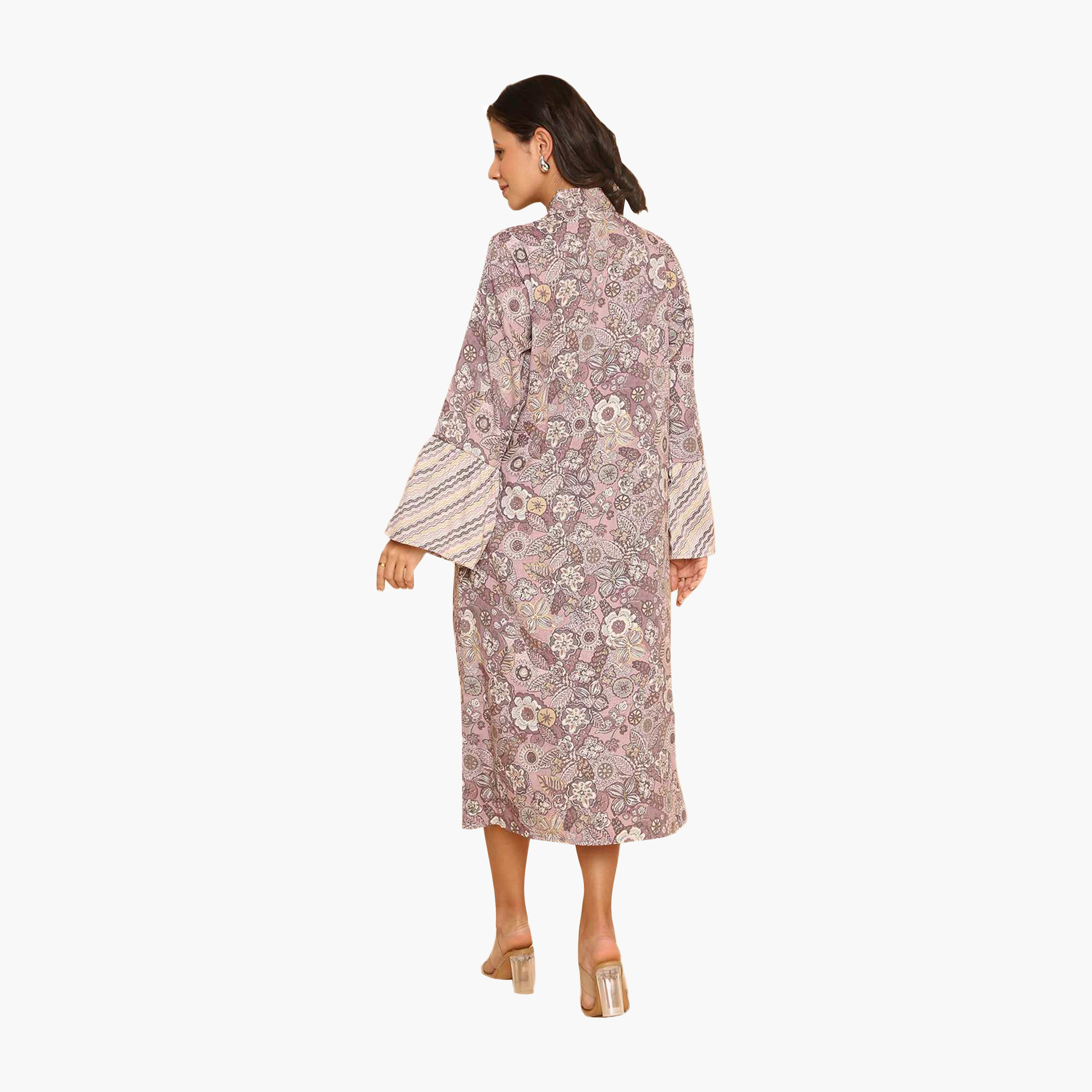 جلابية نسائية بأكمام واسعة وياقة وطبعة زهور من هنا اند سارة-women-arabicclothing-jalabiyas-image-10