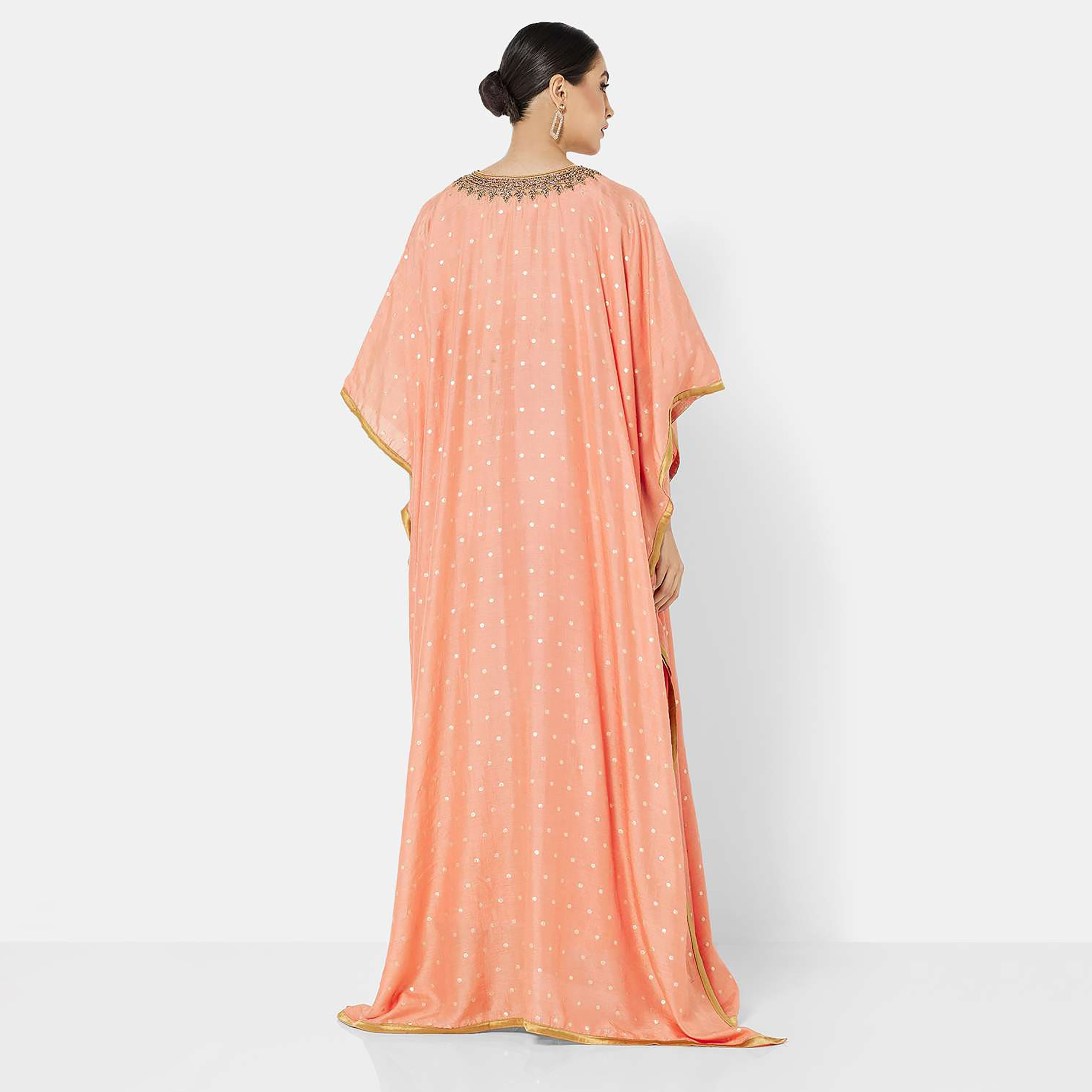 Hana & Sara Orange Embellished Flared Sleeves Party Women's Jalabiya-women-arabicclothing-jalabiyas-image-4