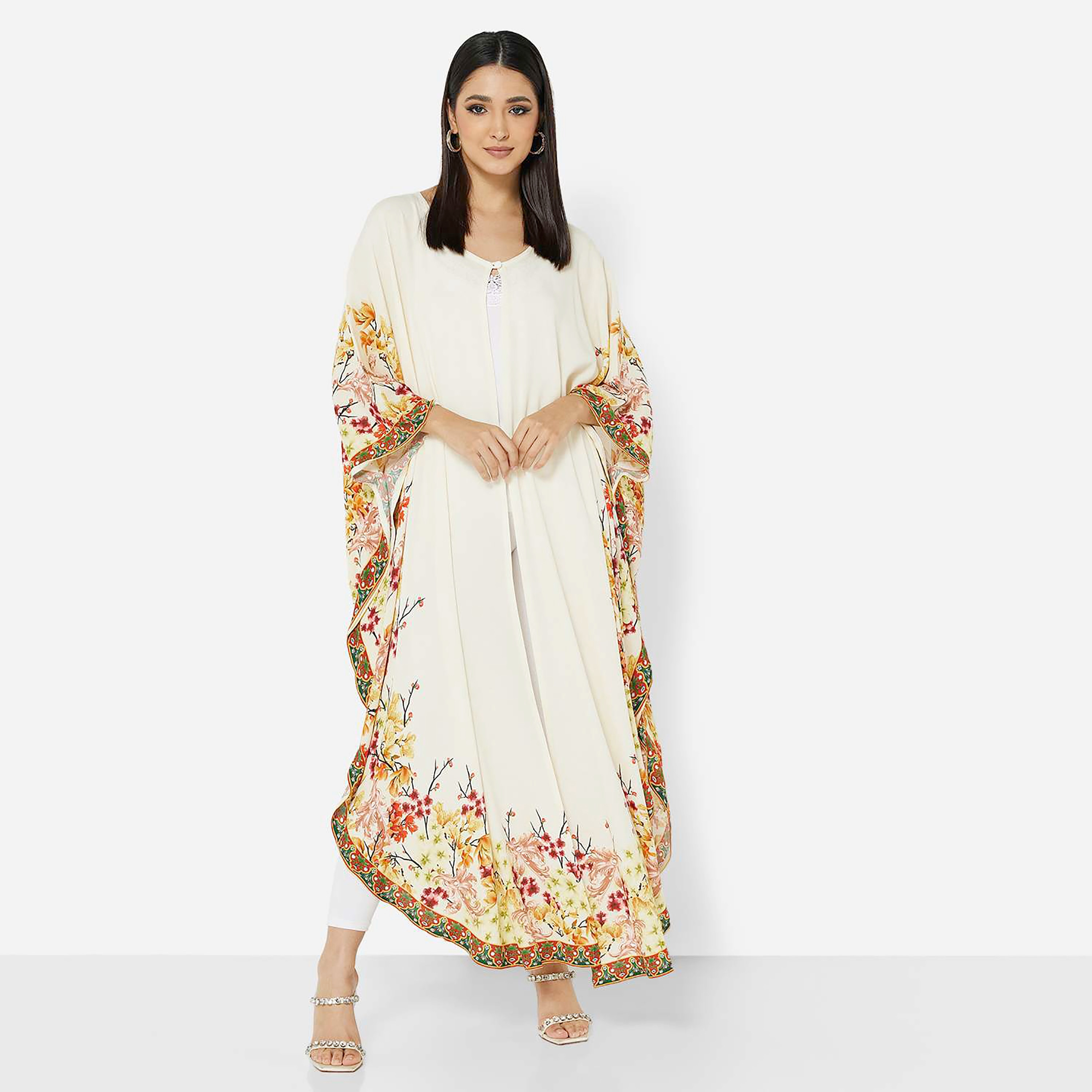هناء وسارة جلابية نسائية بيضاء بأكمام واسعة وطبعة زهور-women-arabicclothing-jalabiyas-image-3