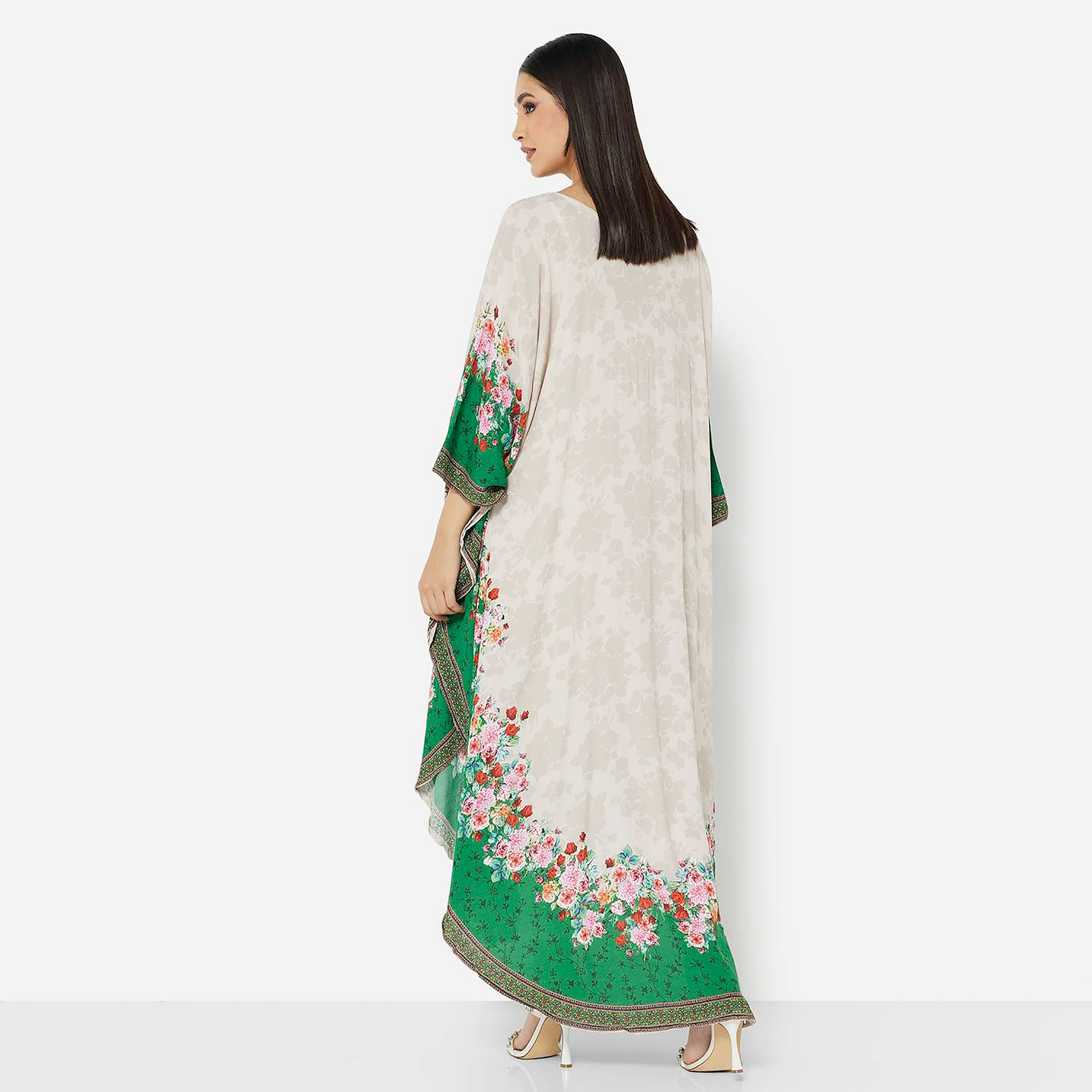 هناء وسارة جلابية نسائية رمادية اللون بأكمام واسعة وطبعة زهور-women-arabicclothing-jalabiyas-image-4