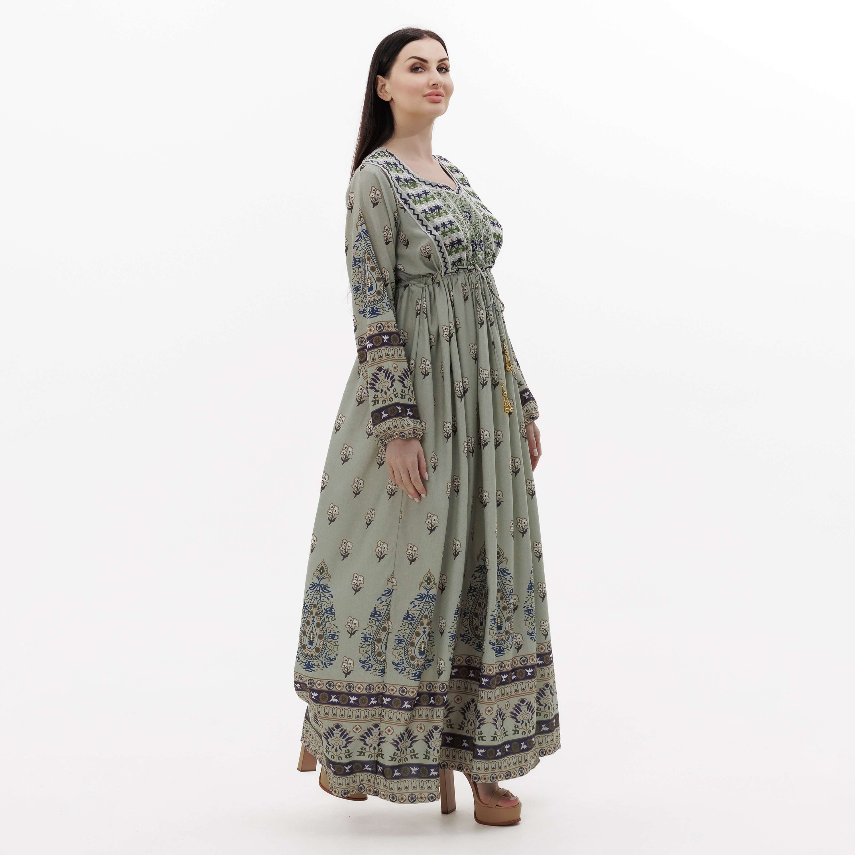 هناء وسارة جلابية نسائية مطرزة باللون الأخضر-women-arabicclothing-jalabiyas-image-4