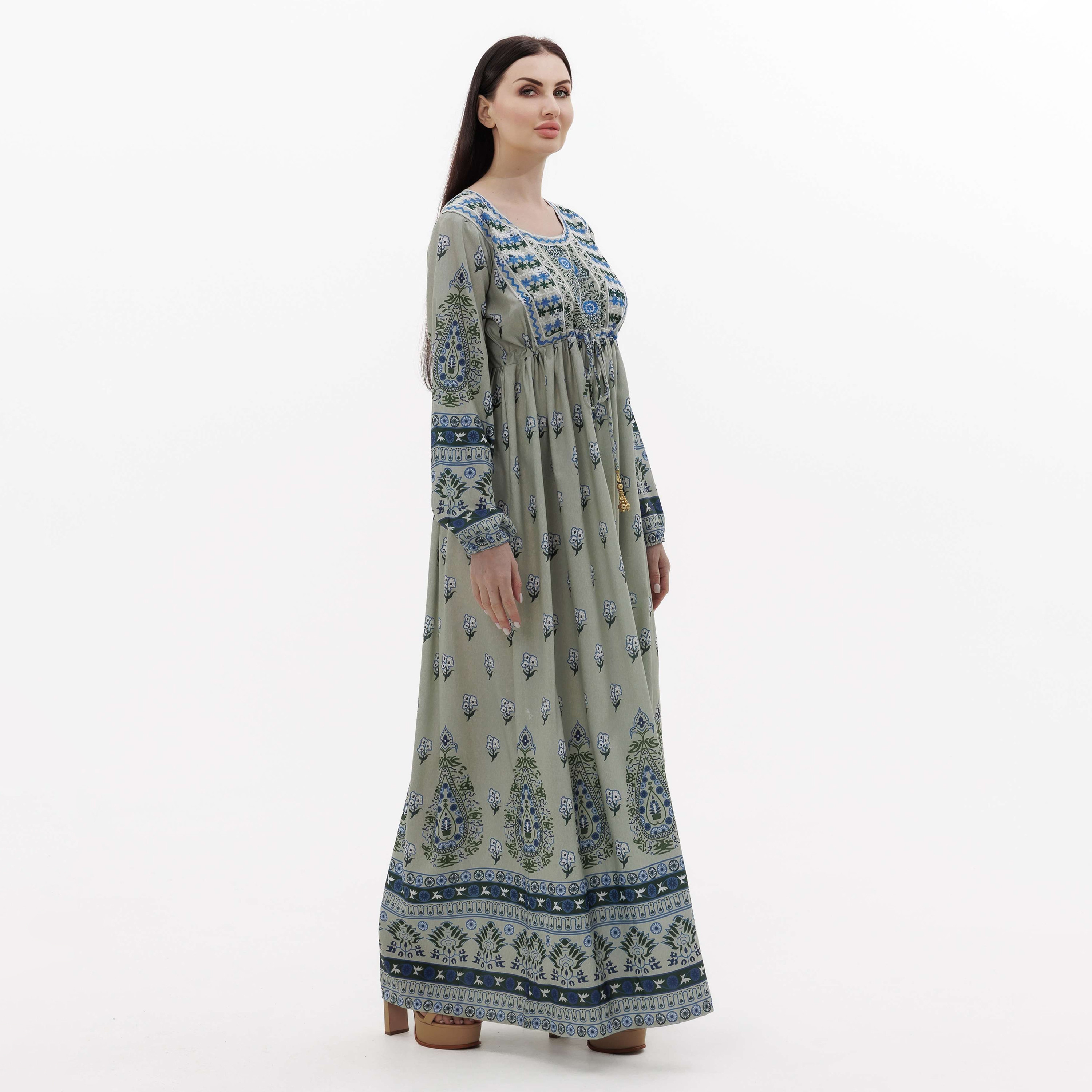 Hana & Sara Green Embroidered Women's Jalabiya-women-arabicclothing-jalabiyas-image-4