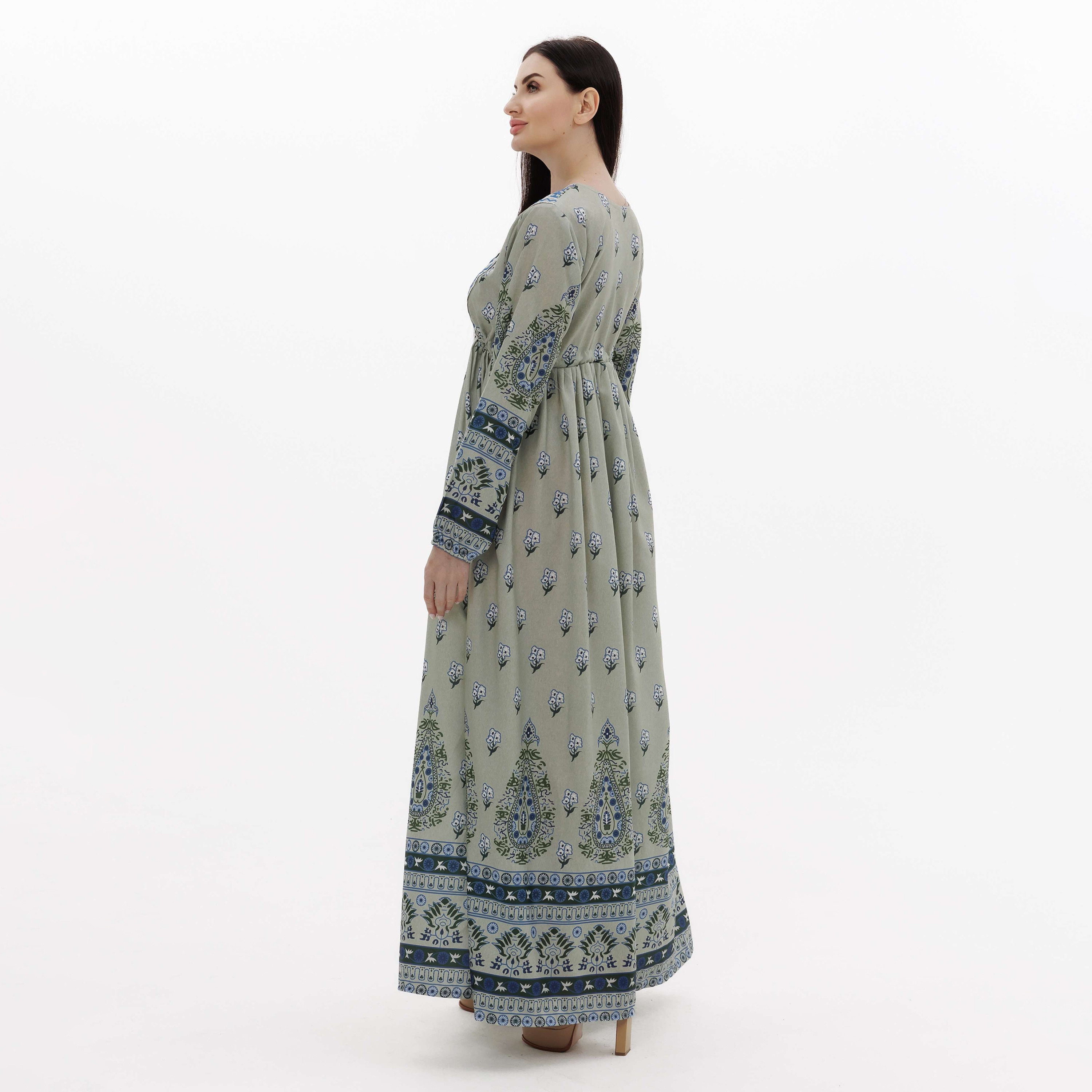 Hana & Sara Green Embroidered Women's Jalabiya-women-arabicclothing-jalabiyas-image-5