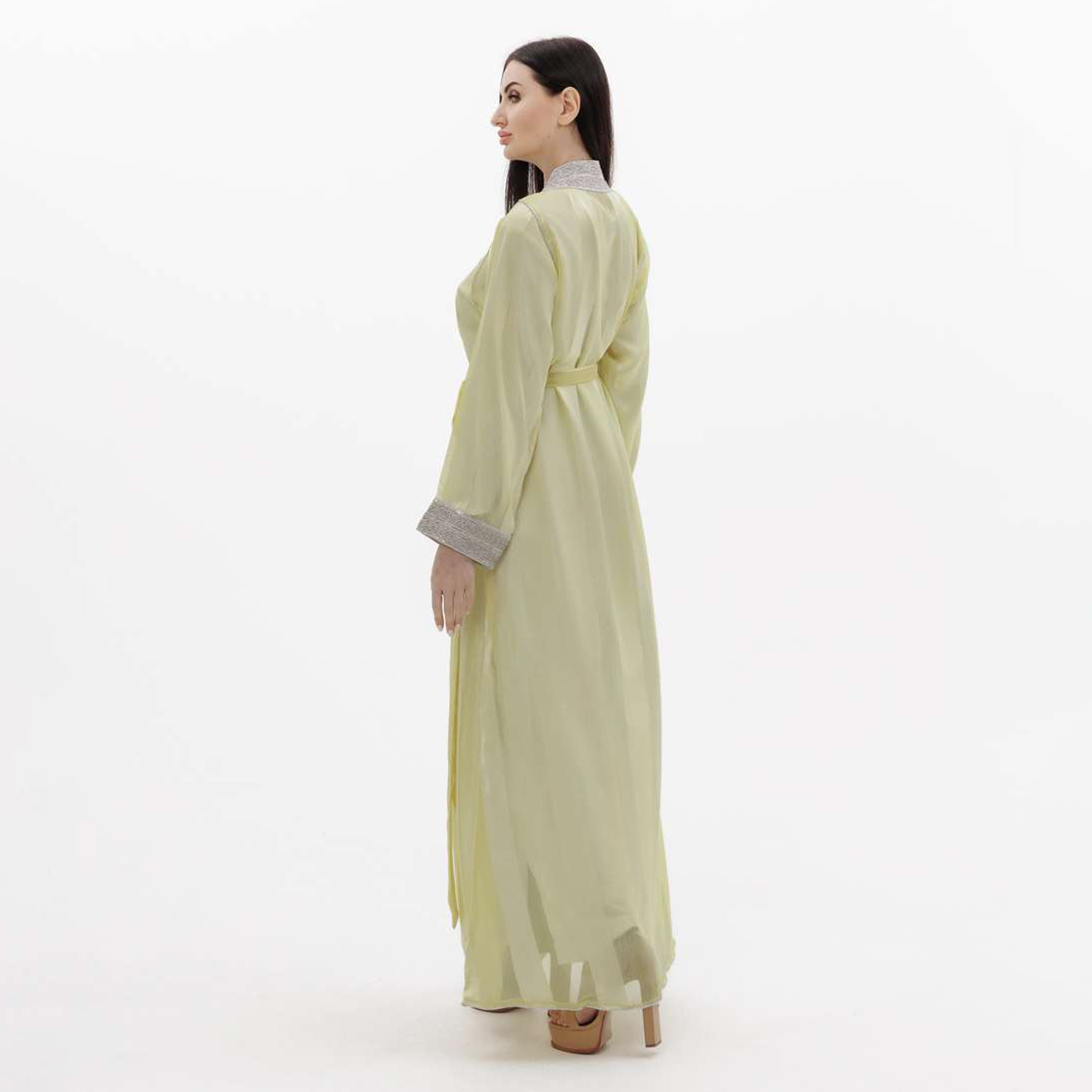 Hana & Sara Yellow Sequins Women's Jalabiya-women-arabicclothing-jalabiyas-image-5