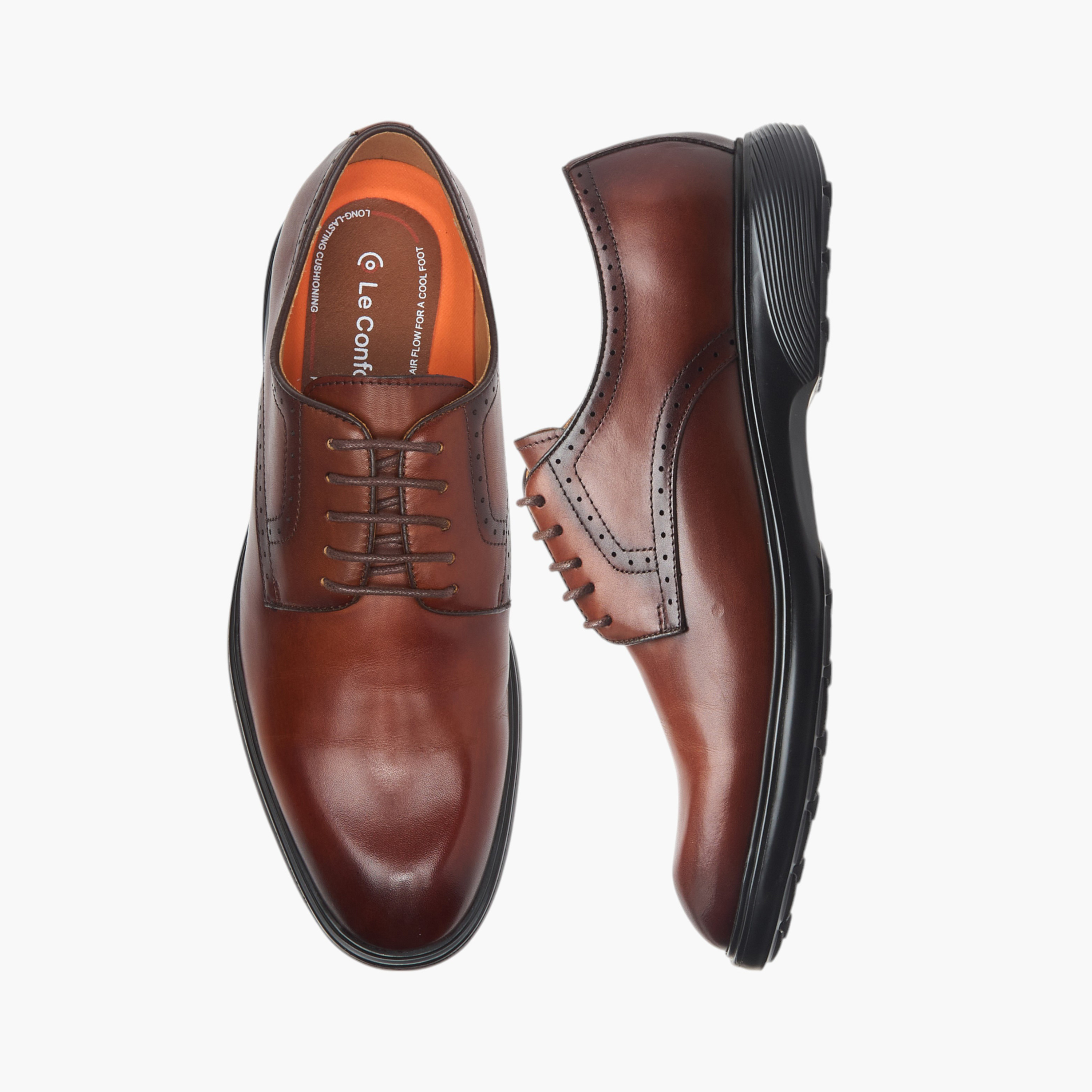 Le Confort Leather Solid Lace-Up Derby Shoes-men-shoes-formalshoes-image-1