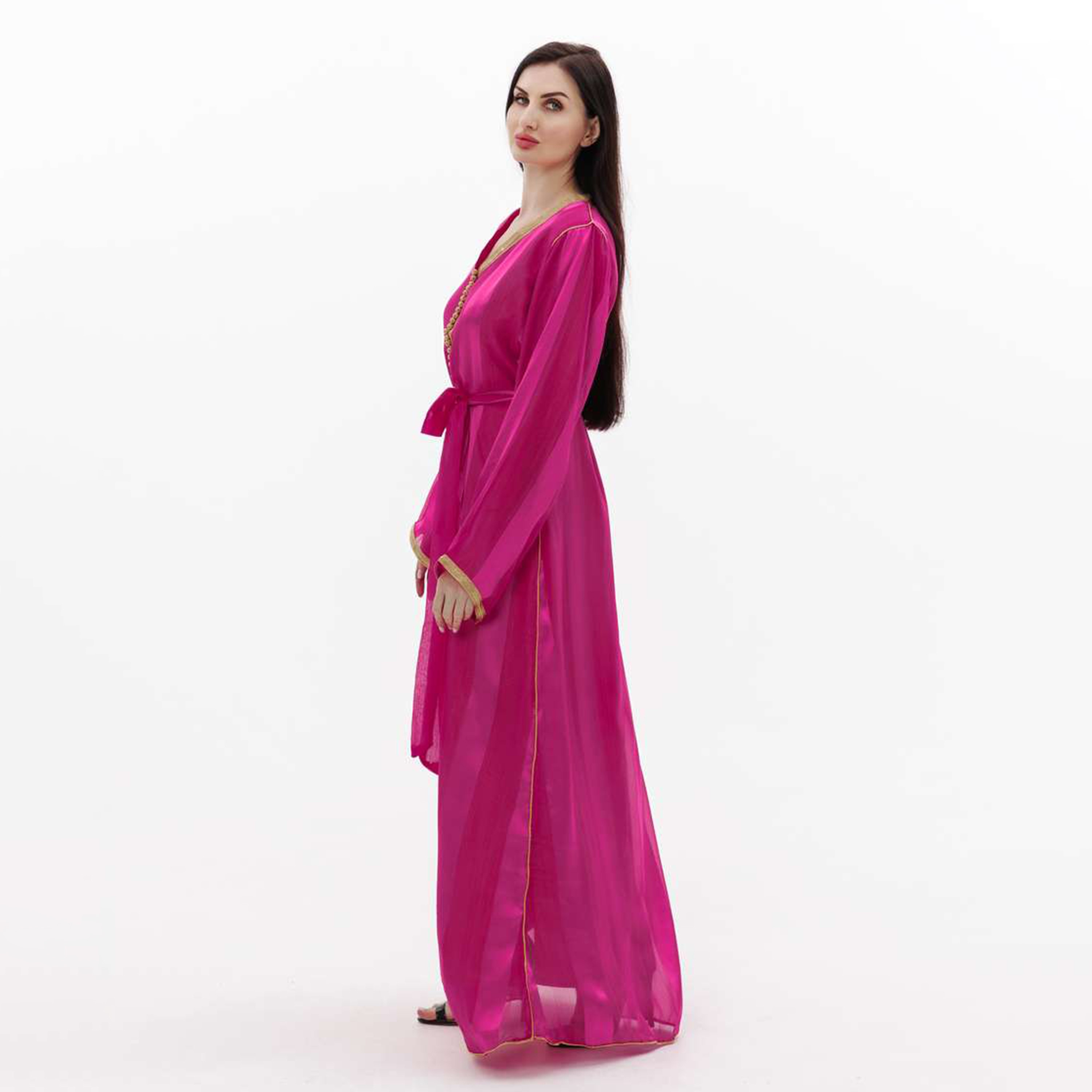 Hana & Sara Pink Embellished Women's Jalabiya-women-arabicclothing-jalabiyas-image-3