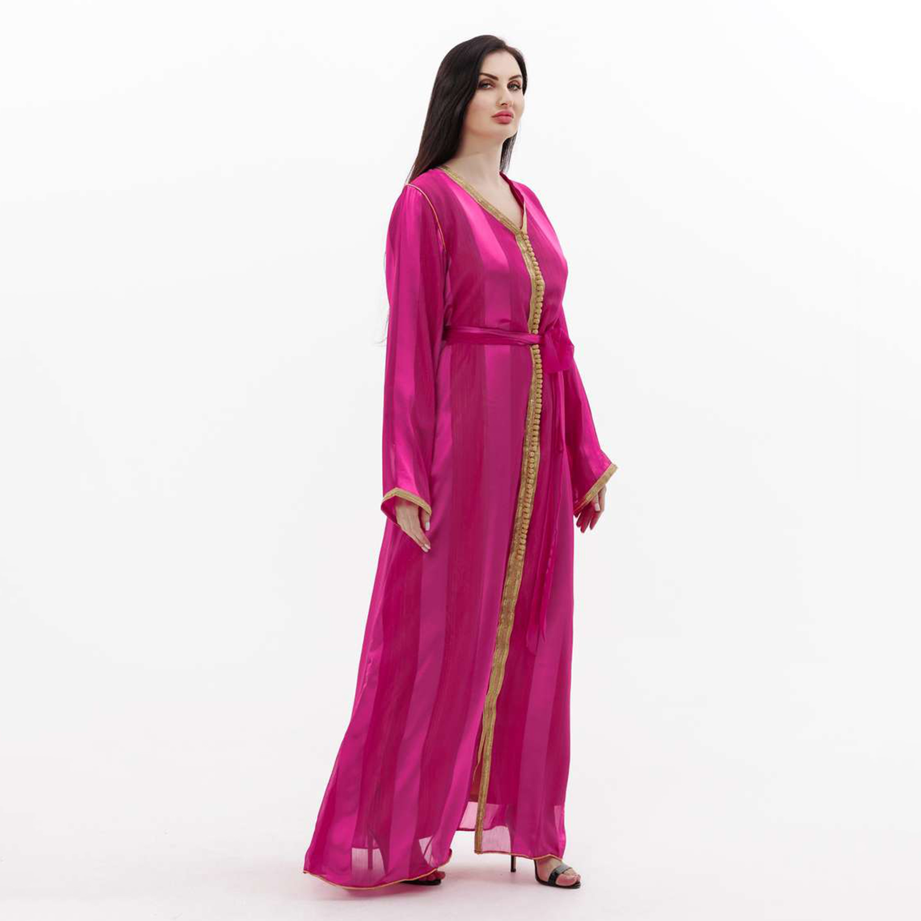 Hana & Sara Pink Embellished Women's Jalabiya-women-arabicclothing-jalabiyas-image-4