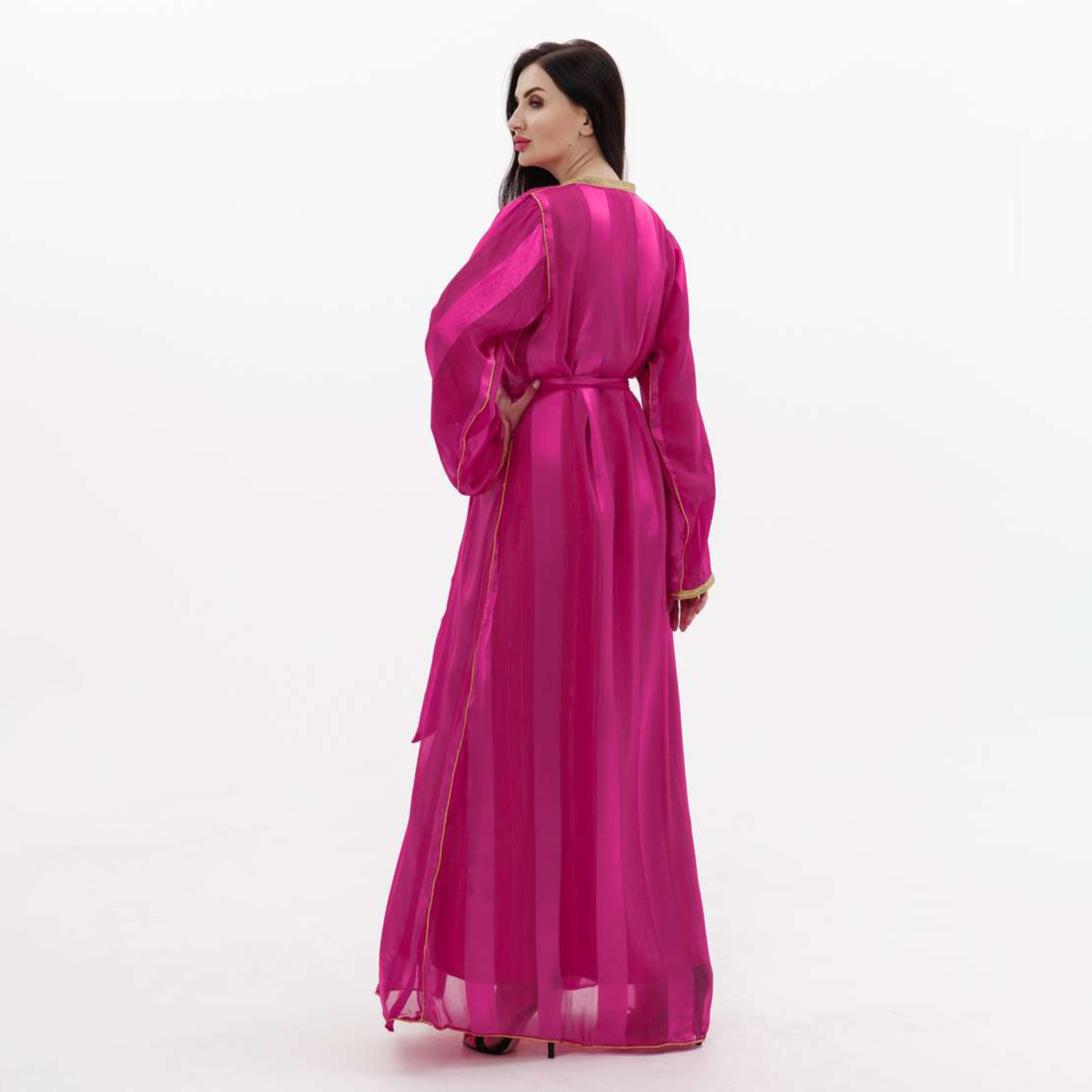Hana & Sara Pink Embellished Women's Jalabiya-women-arabicclothing-jalabiyas-image-5