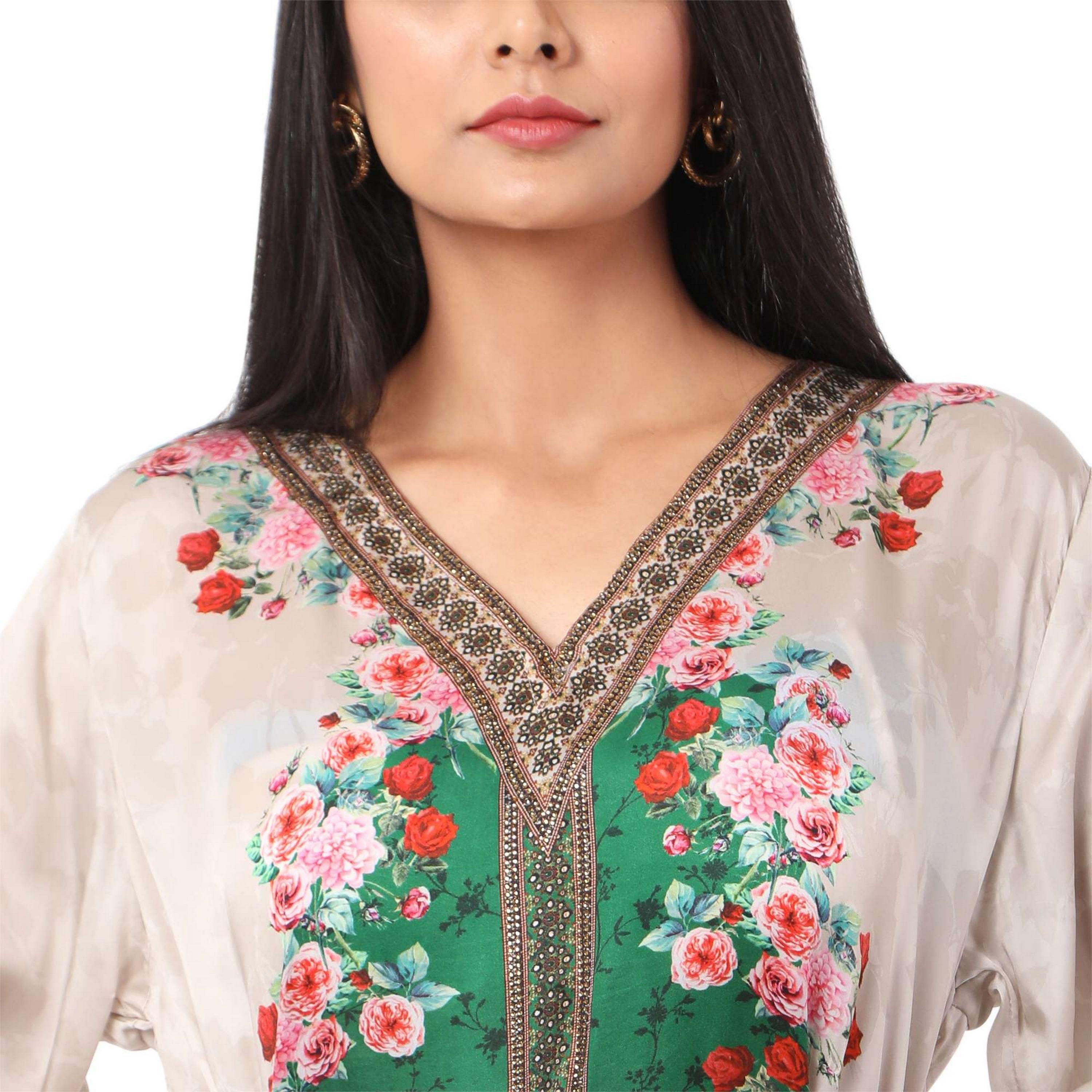 هناء وسارة جلابية نسائية بيج بطبعة زهور-women-arabicclothing-jalabiyas-image-2