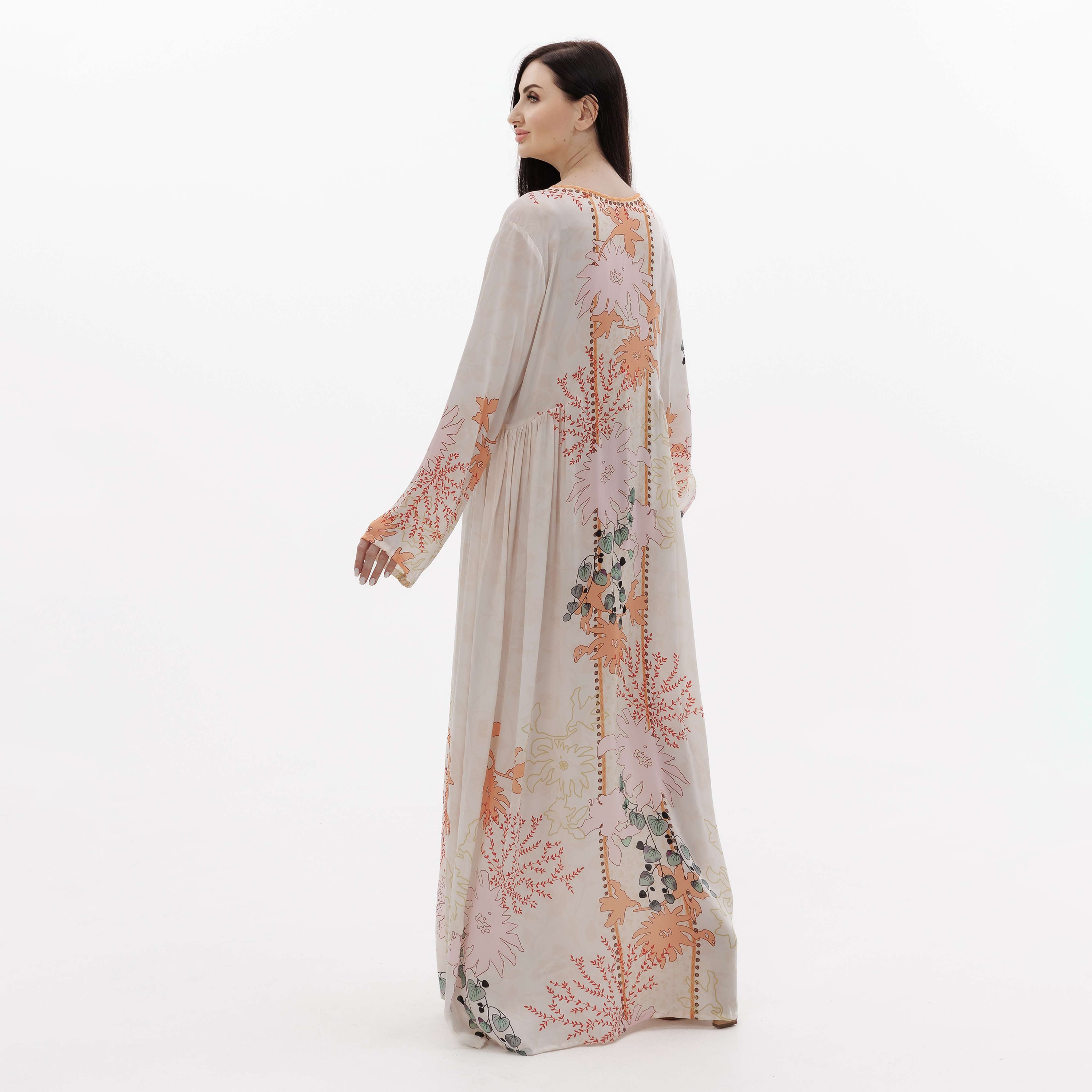 Hana & Sara White Printed Women's Jalabiya-women-arabicclothing-jalabiyas-image-5