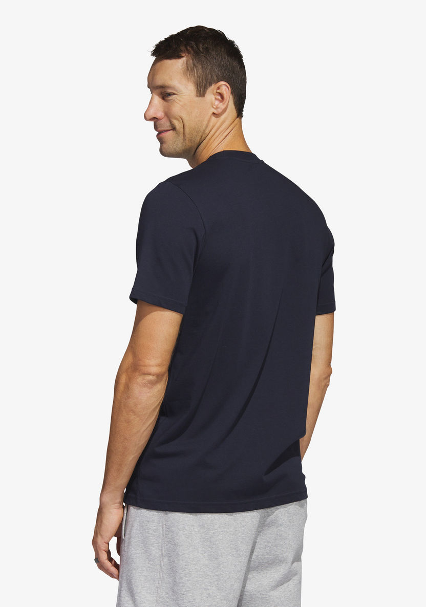 Adidas Logo Print Crew Neck T-shirt with Short Sleeves-T Shirts & Vests-image-1