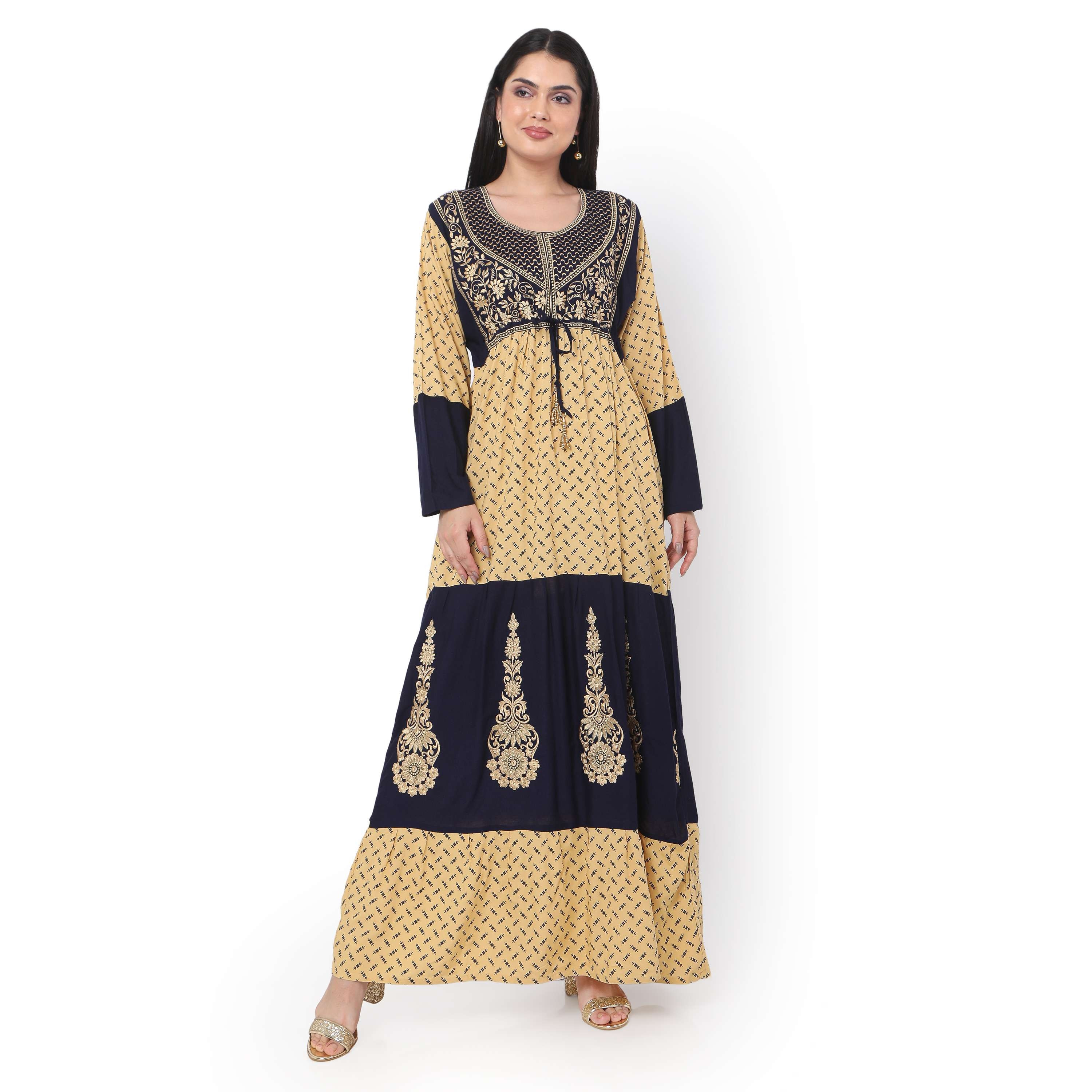 Hana & Sara Multicolour Embroidered Women's Jalabiya-women-arabicclothing-jalabiyas-image-1