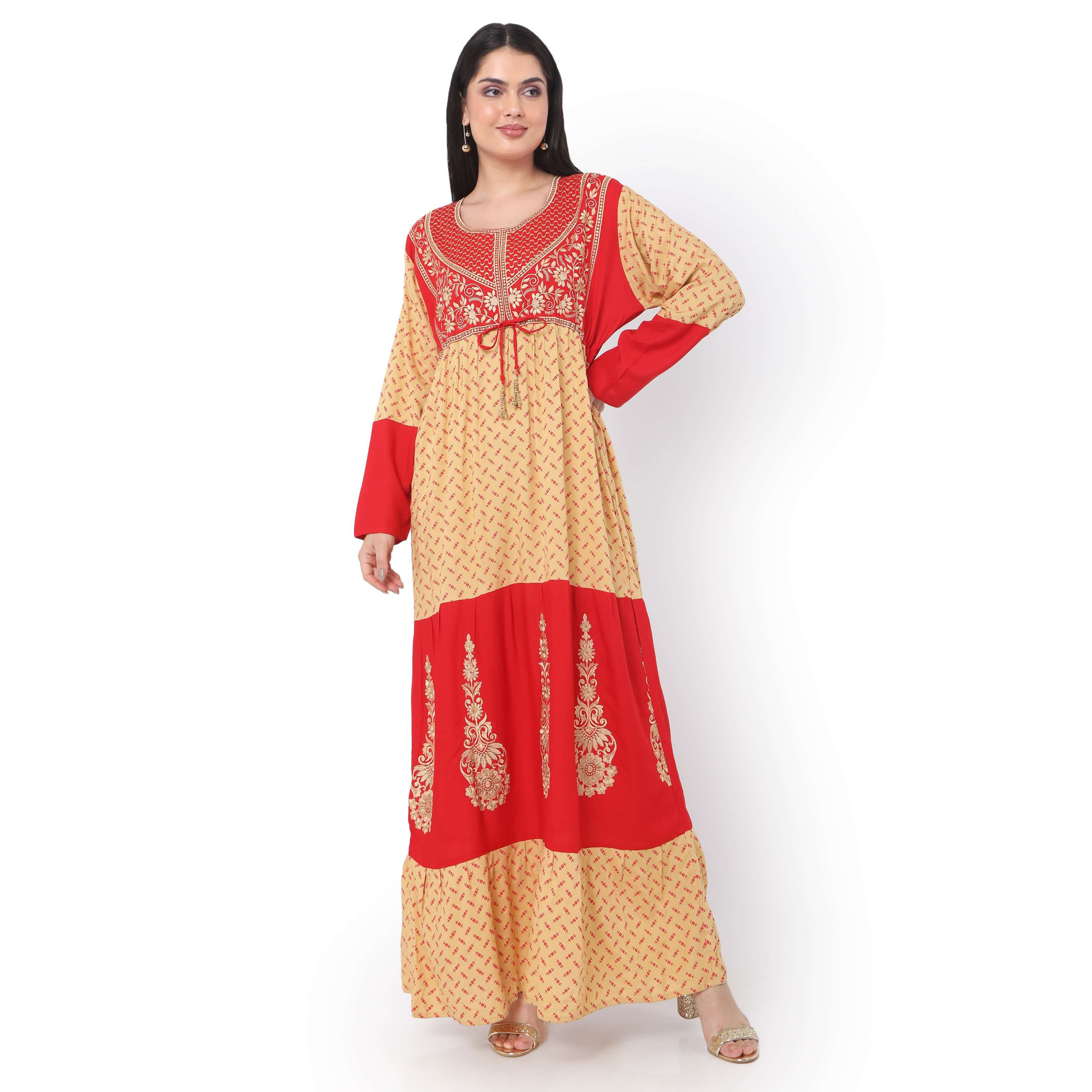 Hana & Sara Multicolour Embroidered Women's Jalabiya-women-arabicclothing-jalabiyas-image-1
