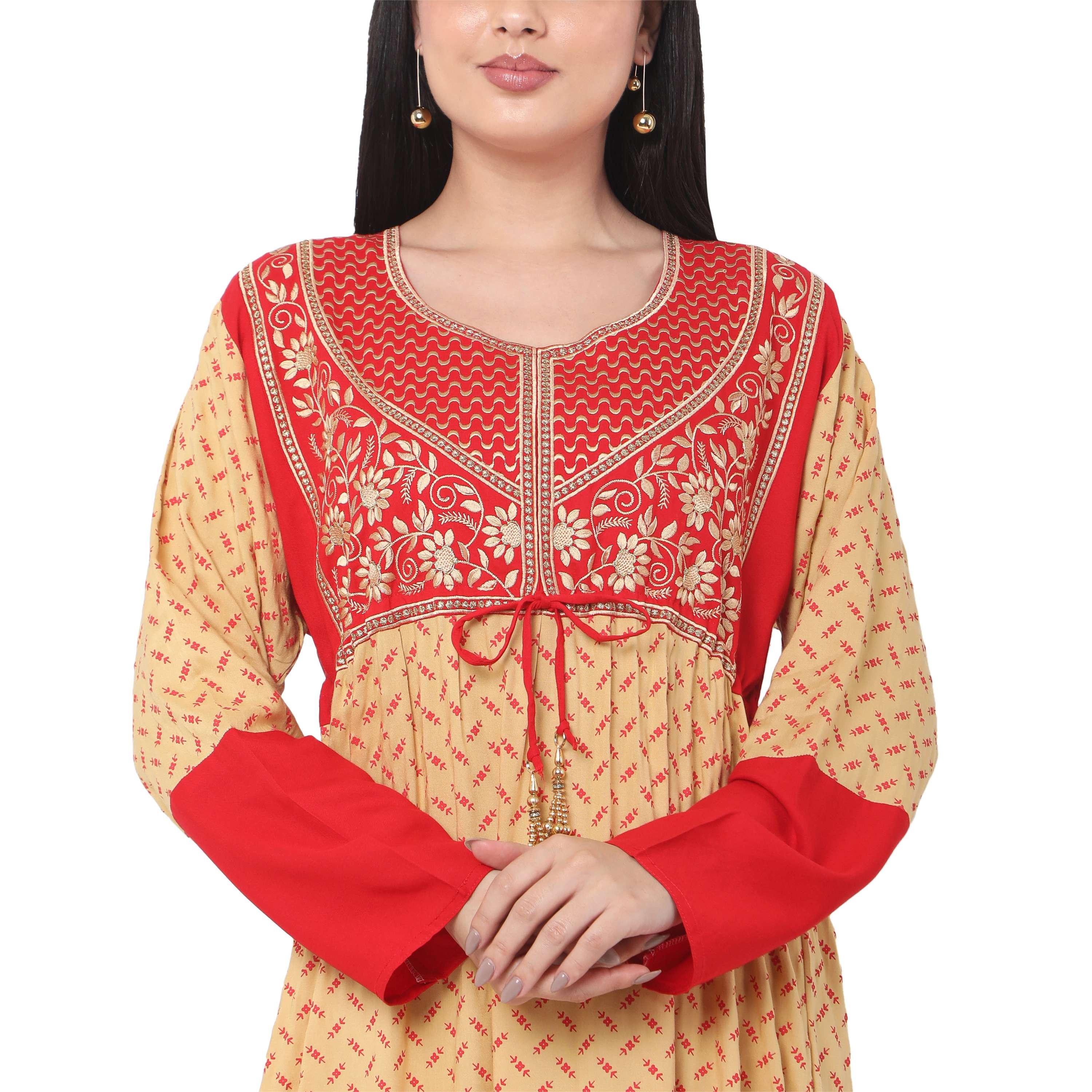 Hana & Sara Multicolour Embroidered Women's Jalabiya-women-arabicclothing-jalabiyas-image-2