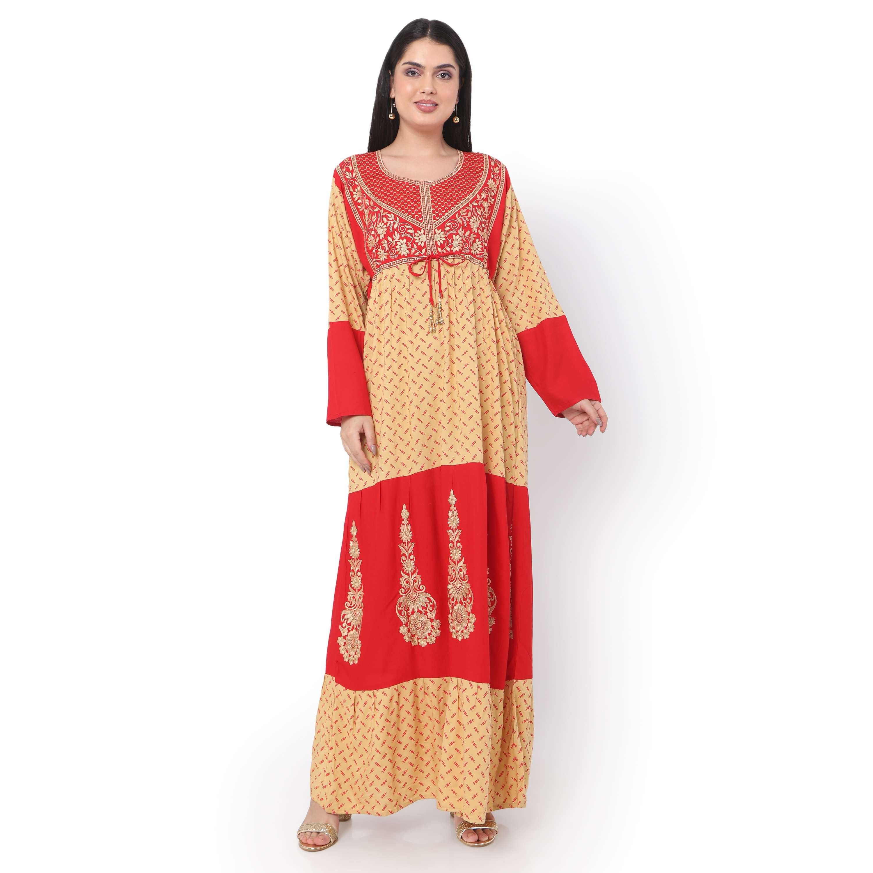 Hana & Sara Multicolour Embroidered Women's Jalabiya-women-arabicclothing-jalabiyas-image-3