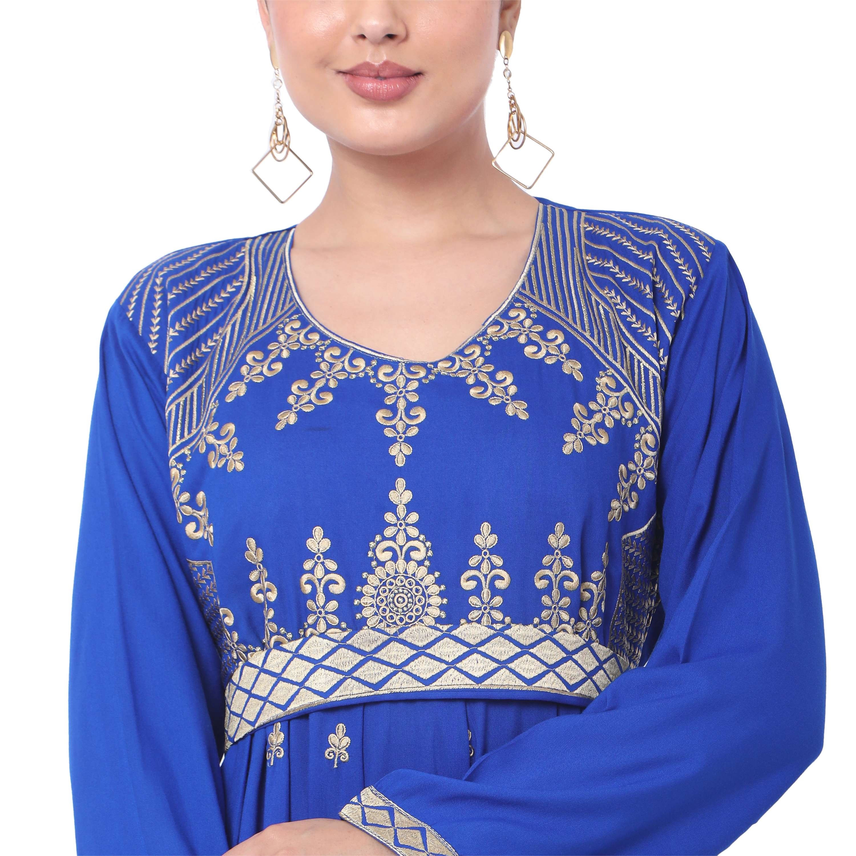 هناء وسارة جلابية نسائية مطرزة باللون الأزرق-women-arabicclothing-jalabiyas-image-2