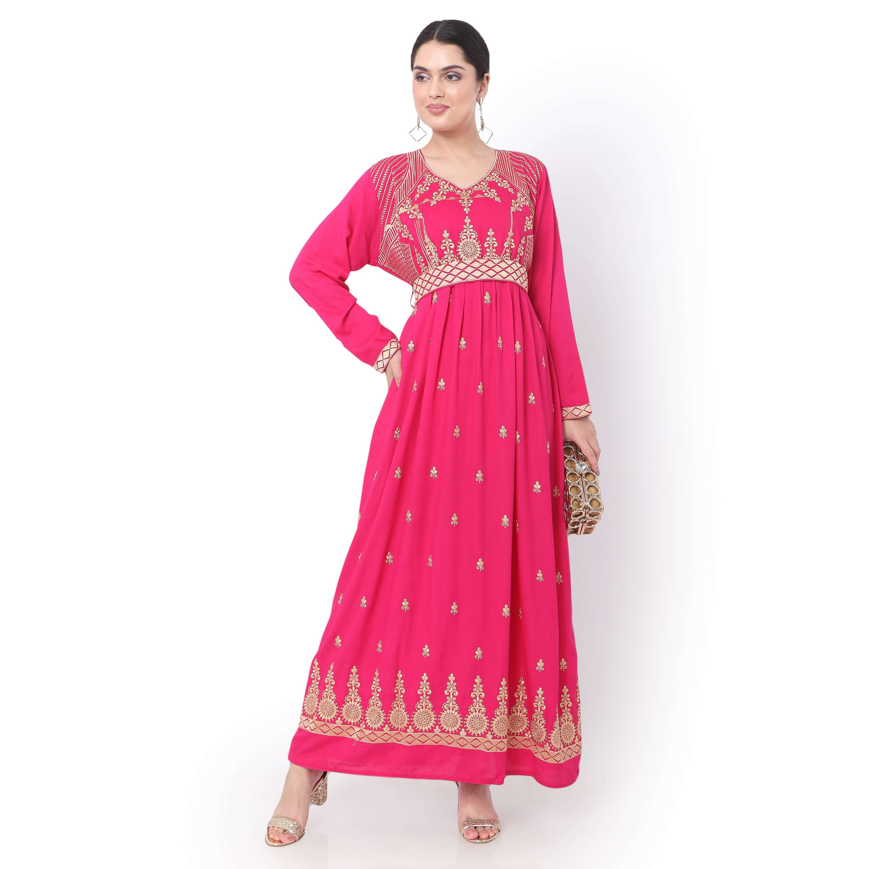 هناء وسارة جلابية نسائية مطرزة باللون الوردي-women-arabicclothing-jalabiyas-image-1