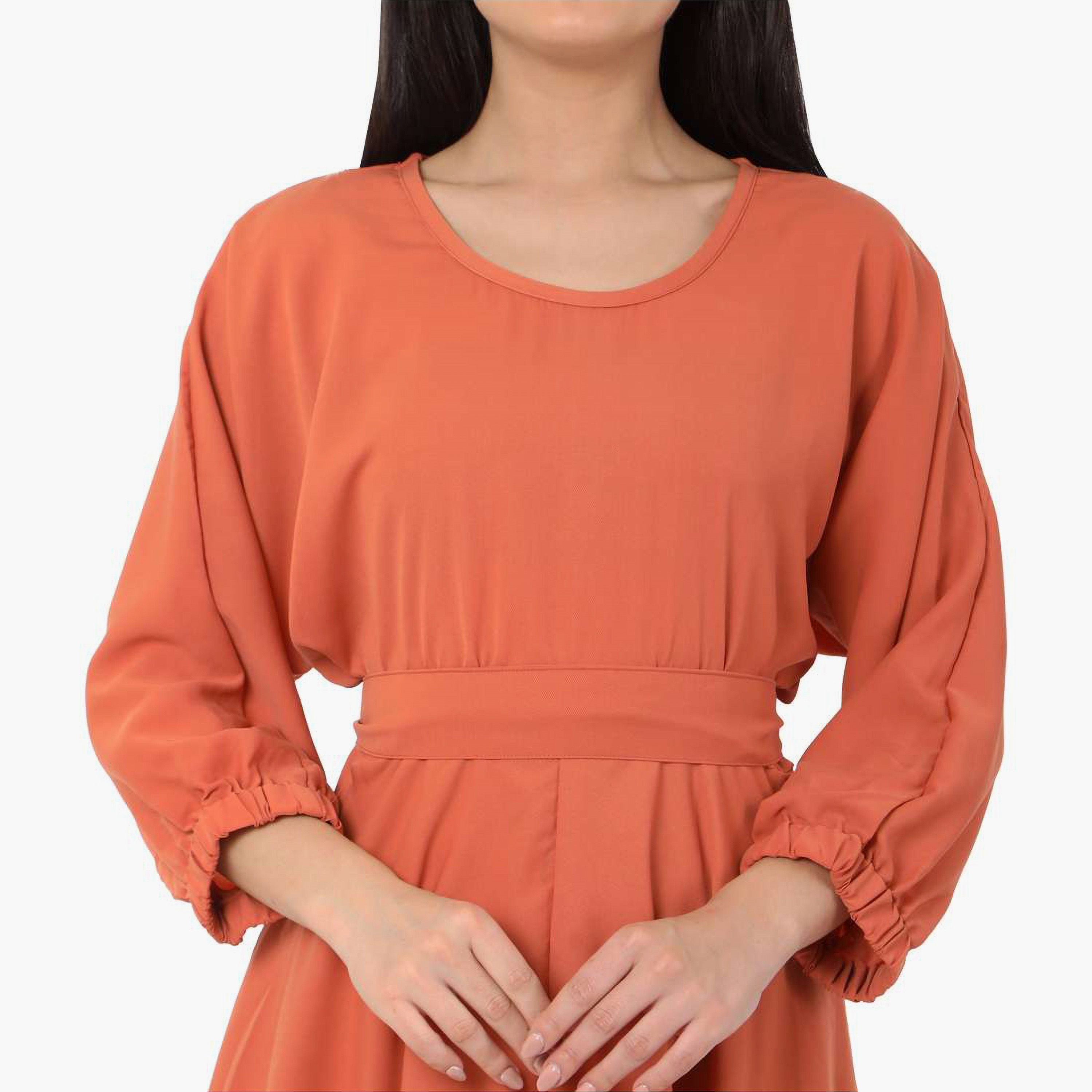 مجموعة هنا وسارة مكونة من 3 قطع، بلوزة وأسفل للسيدات باللون الأحمر مع الحجاب-women-clothing-coordsets-image-2