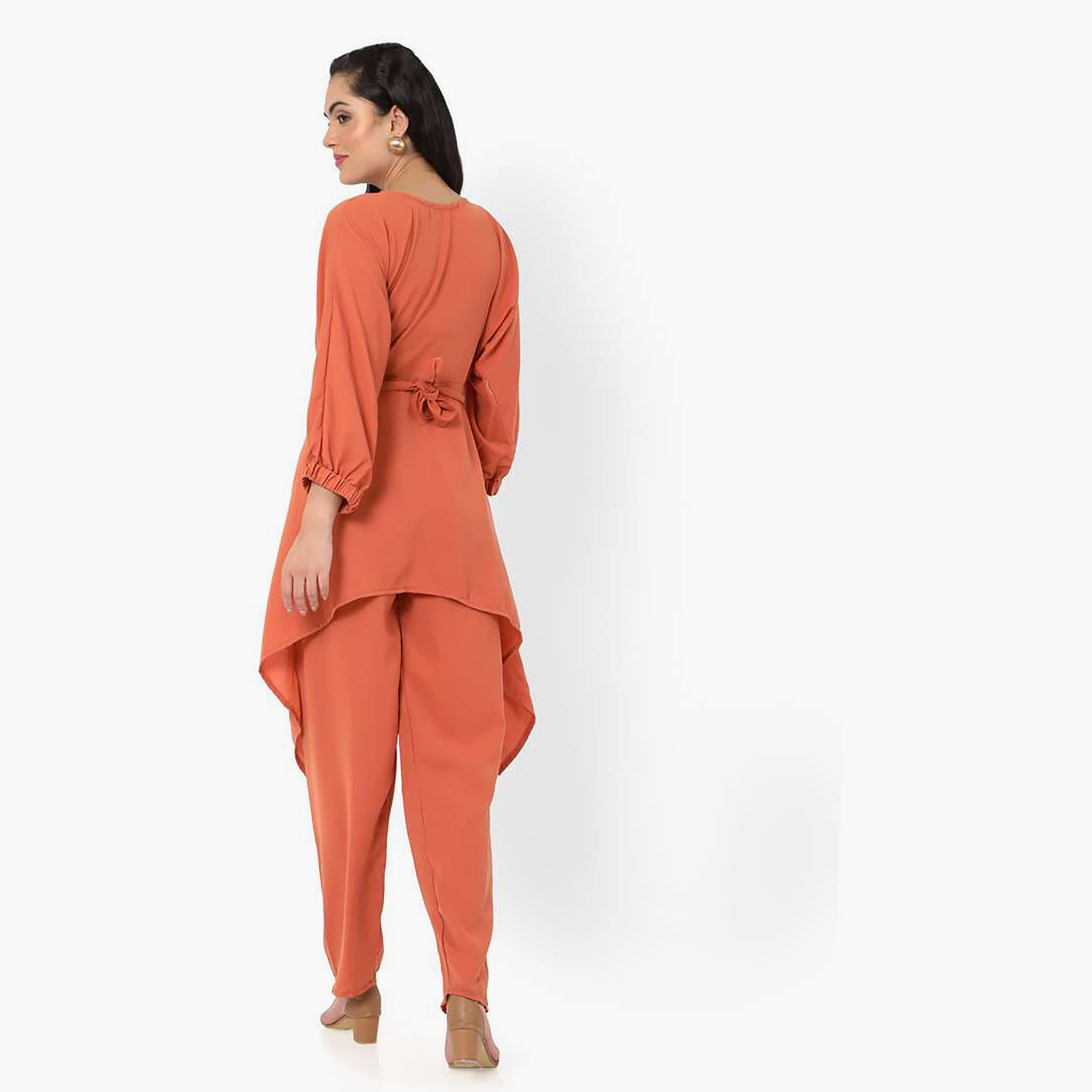 مجموعة هنا وسارة مكونة من 3 قطع، بلوزة وأسفل للسيدات باللون الأحمر مع الحجاب-women-clothing-coordsets-image-5