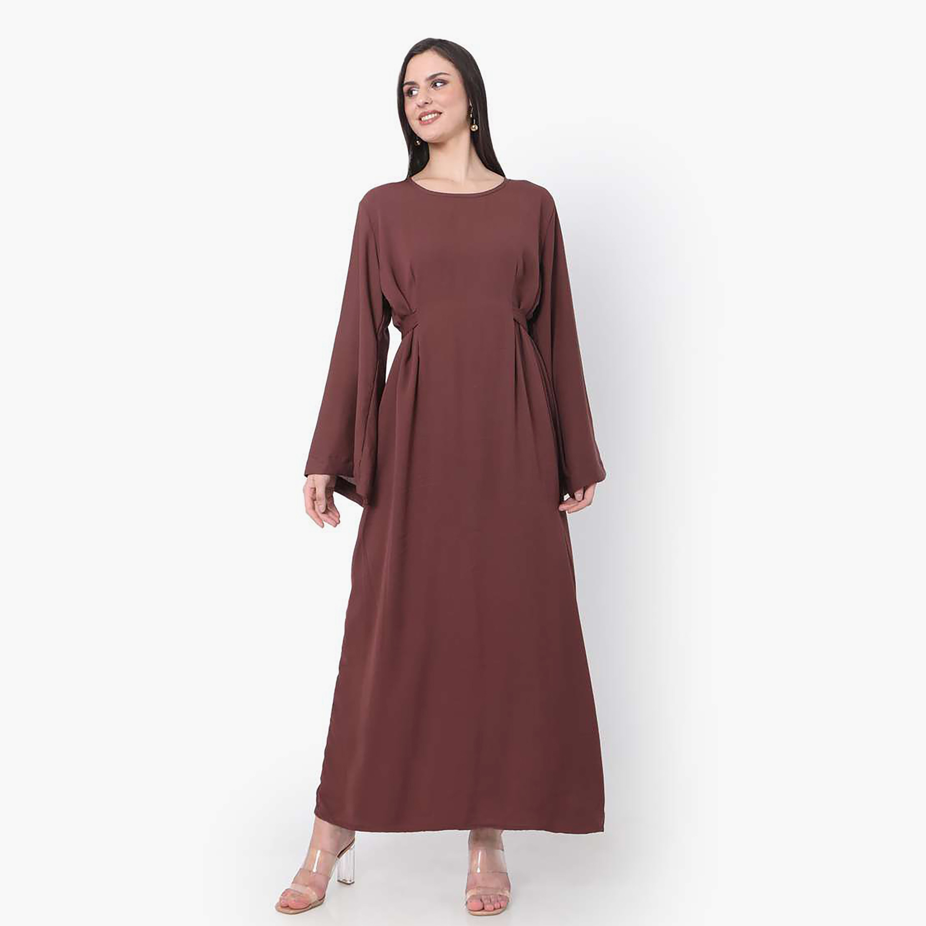 هنا وسارة جلابية نسائية مع حجاب وأكمام واسعة سادة-women-clothing-coordsets-image-4