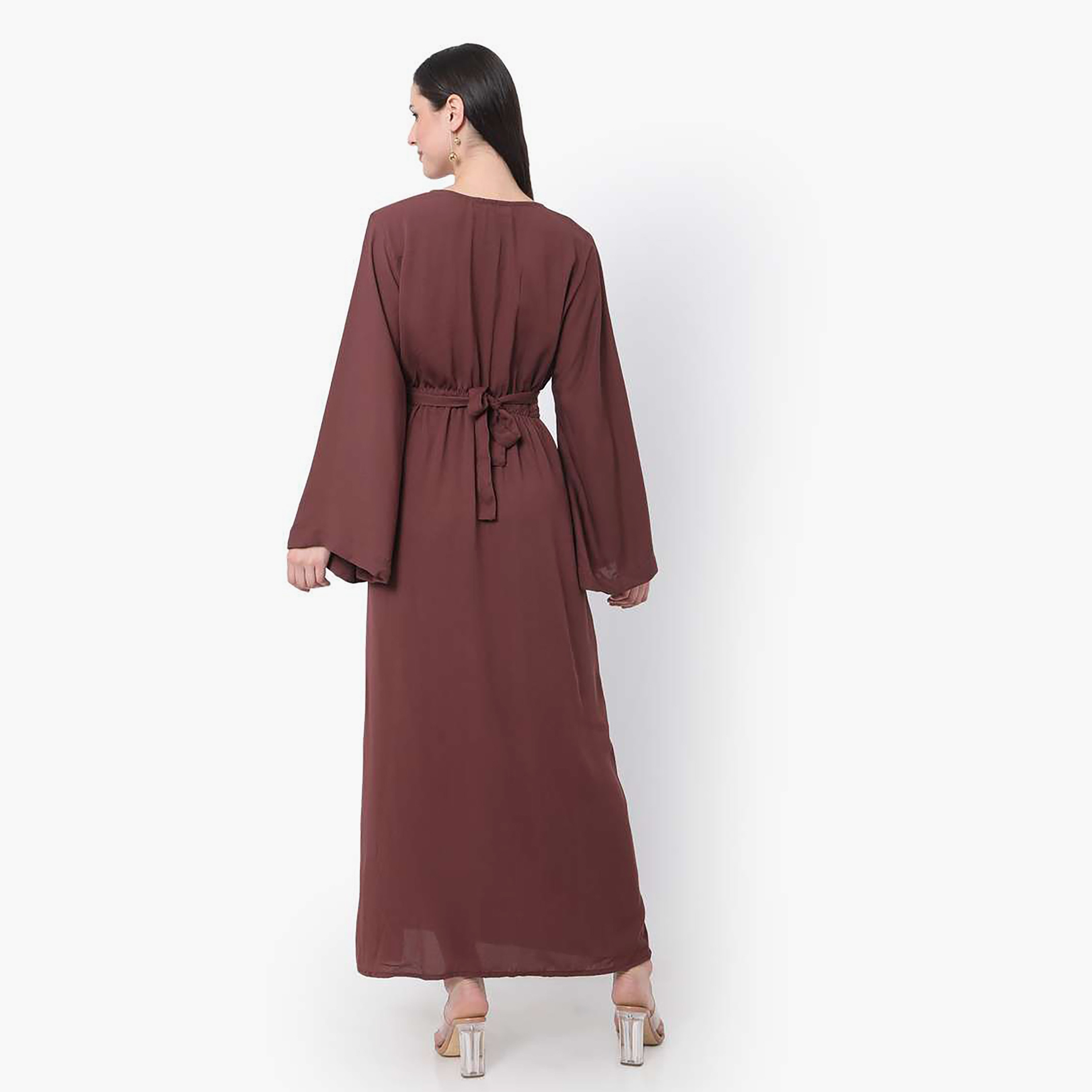 هنا وسارة جلابية نسائية مع حجاب وأكمام واسعة سادة-women-clothing-coordsets-image-5