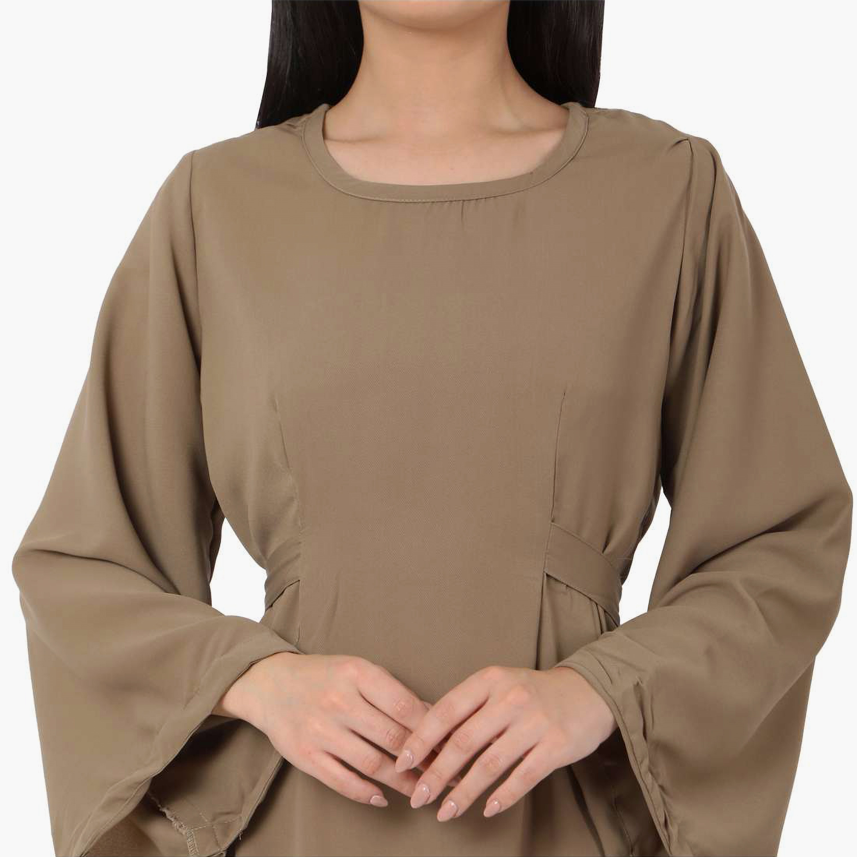 هناء وسارة جلابية نسائية باللون البني مع حجاب وأكمام واسعة-women-arabicclothing-jalabiyas-image-2