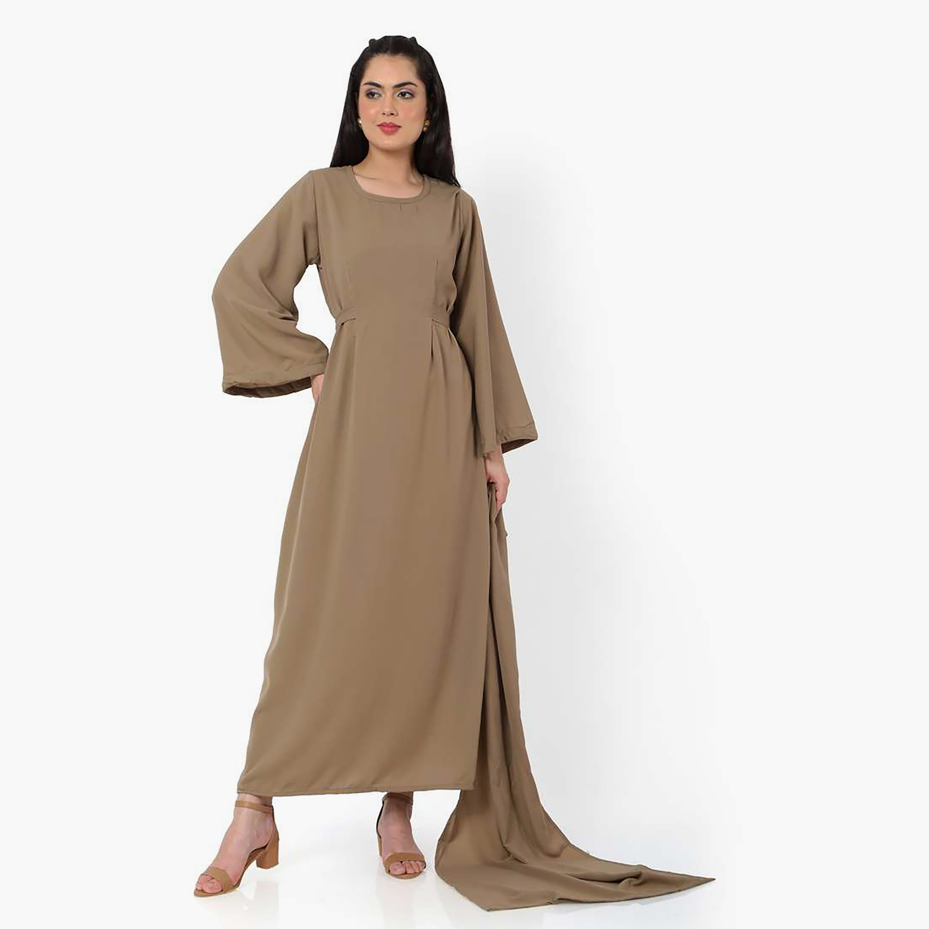 هناء وسارة جلابية نسائية باللون البني مع حجاب وأكمام واسعة-women-arabicclothing-jalabiyas-image-4