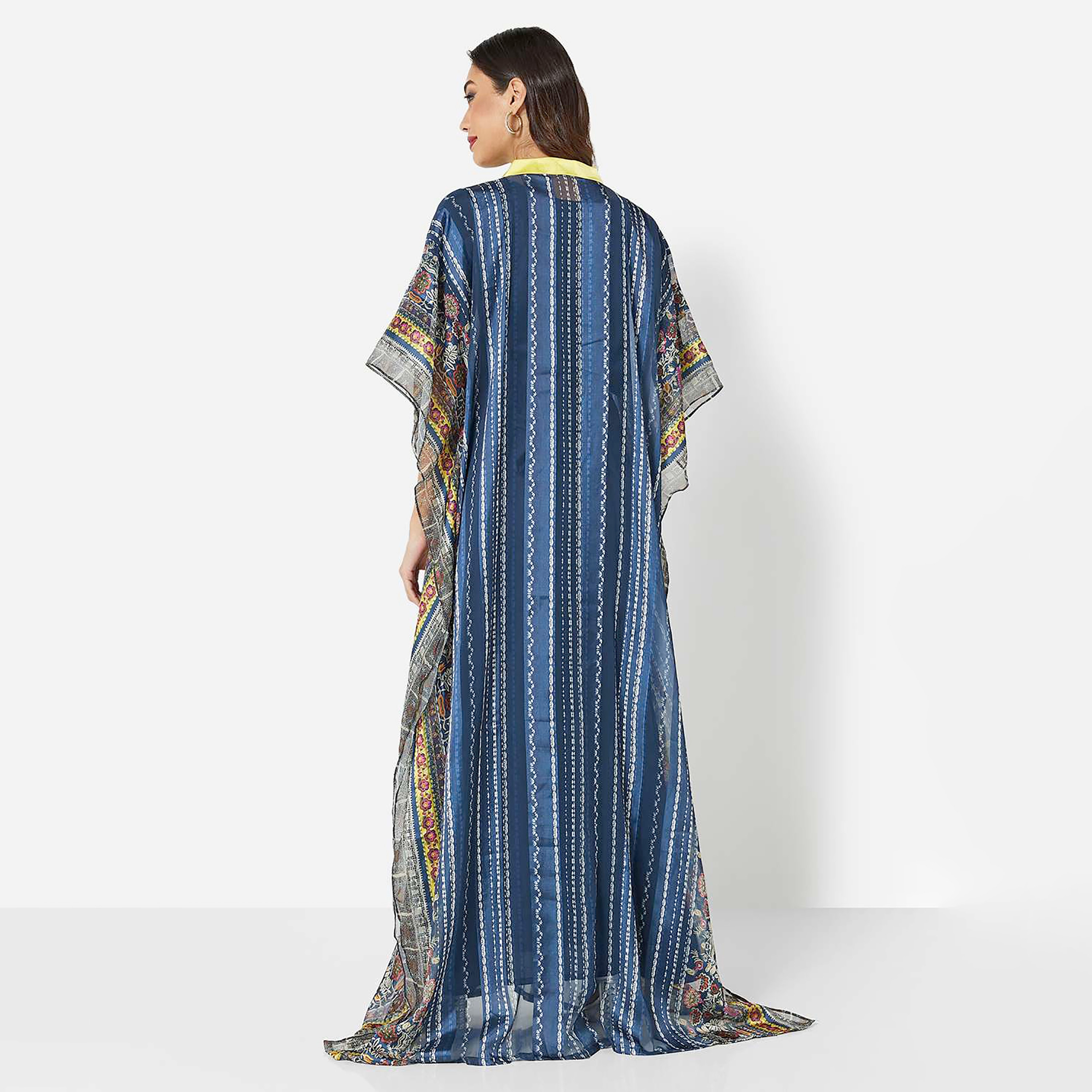 Hana & Sara Red Printed Collared Neck Party Women's Jalabiya-women-arabicclothing-jalabiyas-image-4