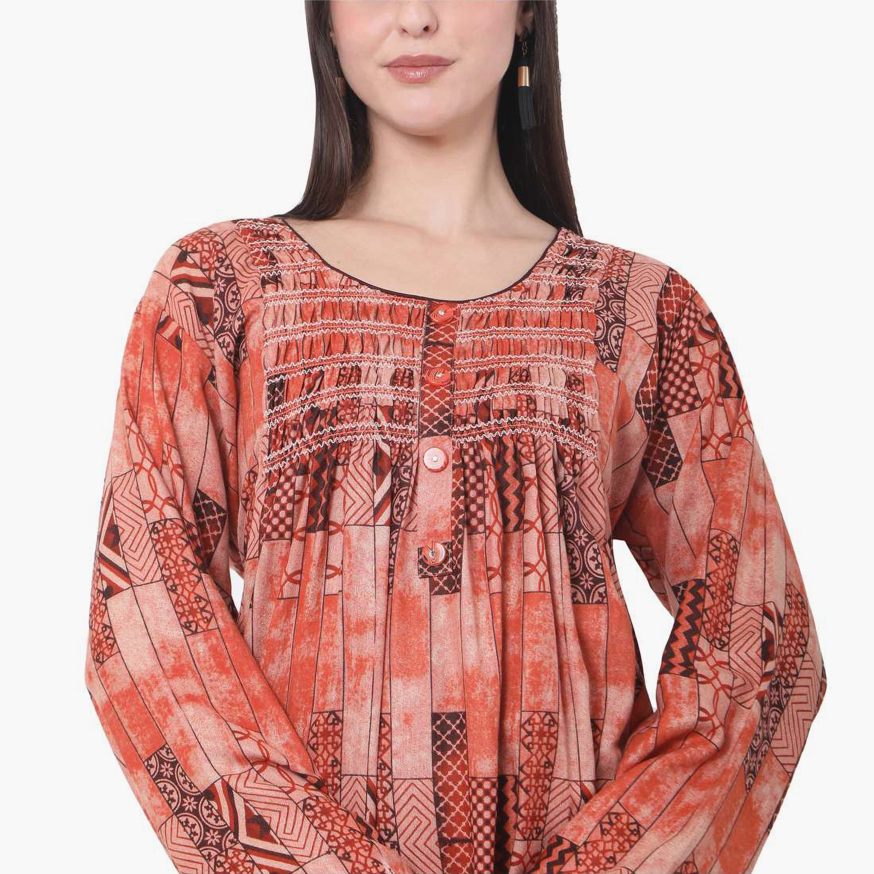 هناء وسارة جلابية نسائية مطبوعة باللون الأحمر-women-arabicclothing-jalabiyas-image-2