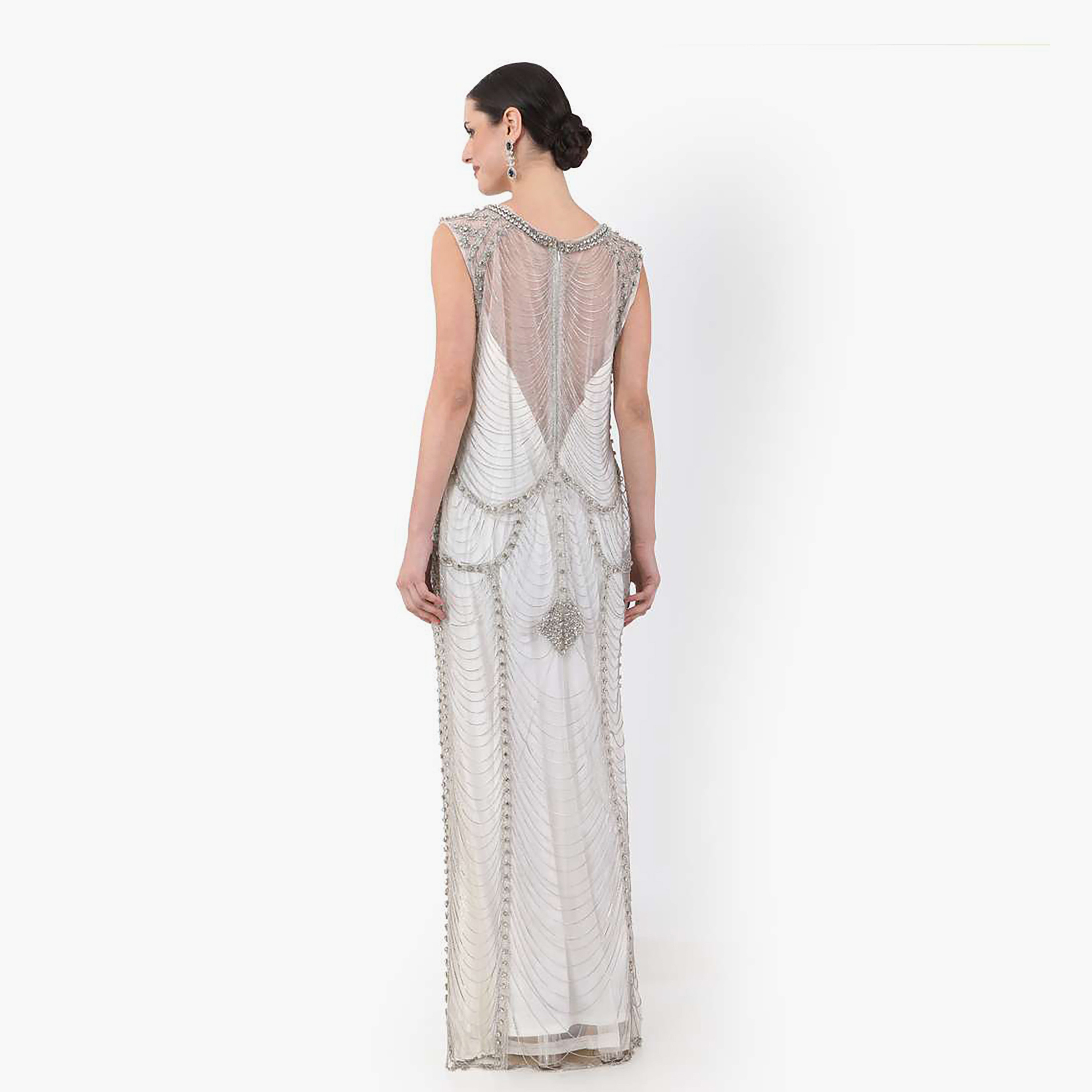 هناء وسارة جلابية نسائية بيضاء مزينة برقبة قارب للحفلات-women-clothing-dresses-image-4