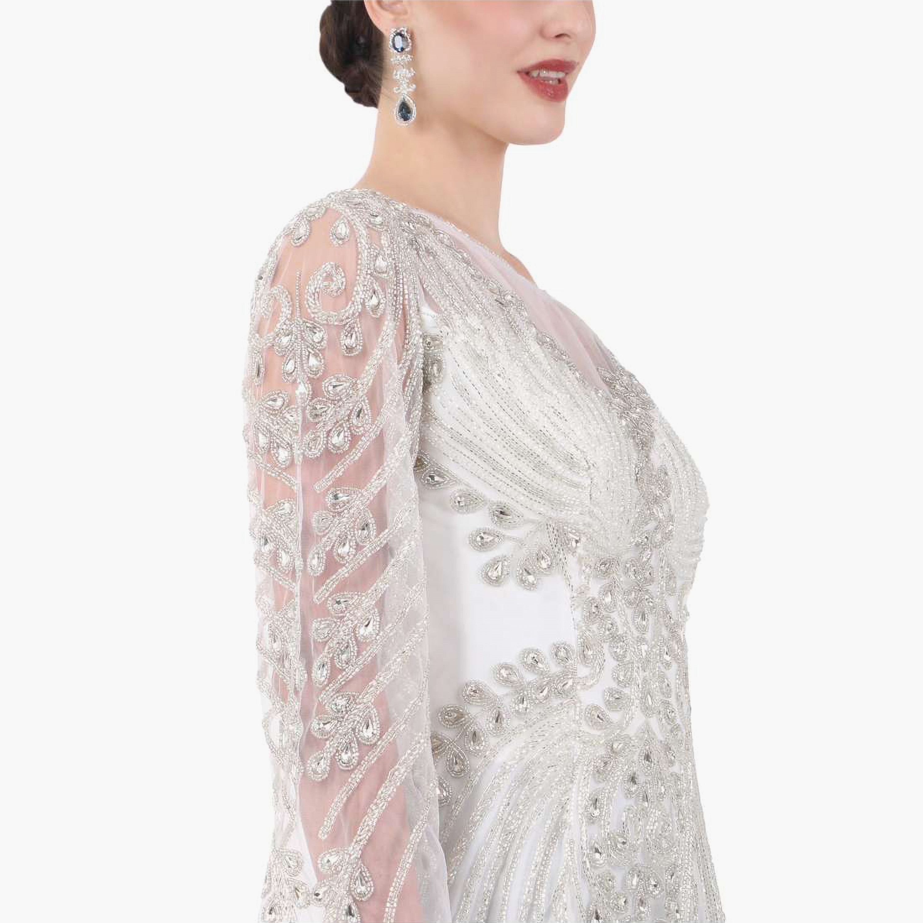 هناء وسارة جلابية نسائية بيضاء مزينة برقبة قارب للخطوبة والزفاف-women-clothing-dresses-image-5