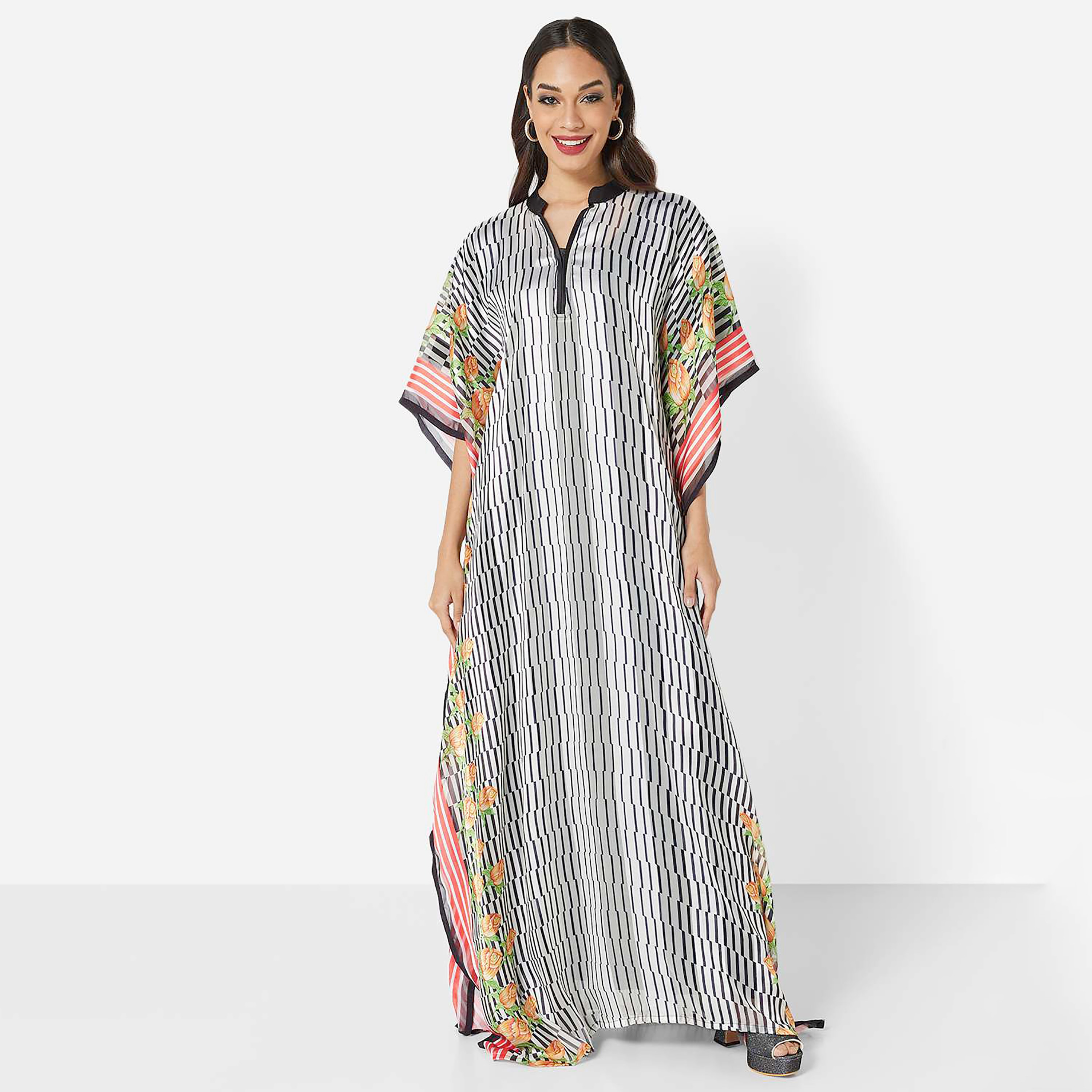 هناء وسارة جلابية نسائية متعددة الألوان مع ياقة وياقة واسعة وأكمام واسعة-women-arabicclothing-jalabiyas-image-1