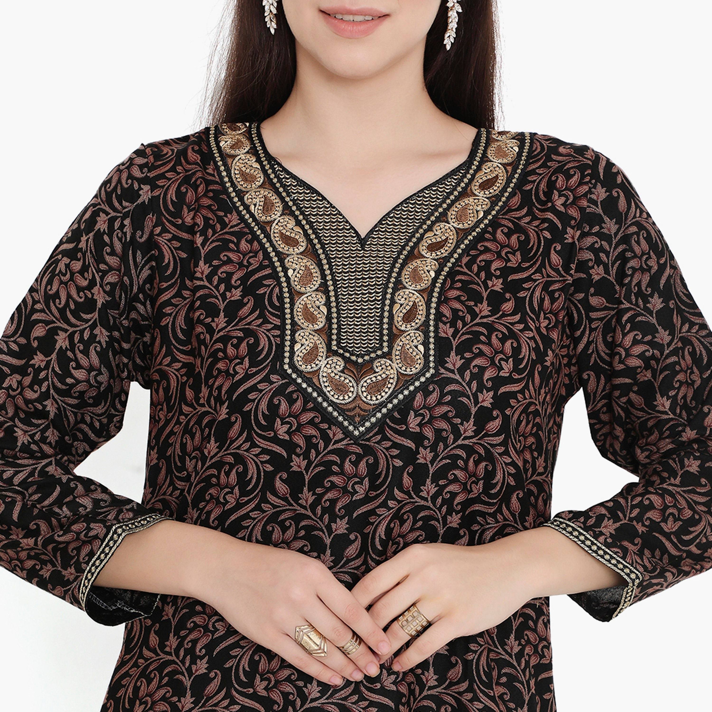 جلابية نسائية مطرزة بطبعة كاملة ومطرزة ذات يوك من هناء وسارة-women-arabicclothing-jalabiyas-image-2