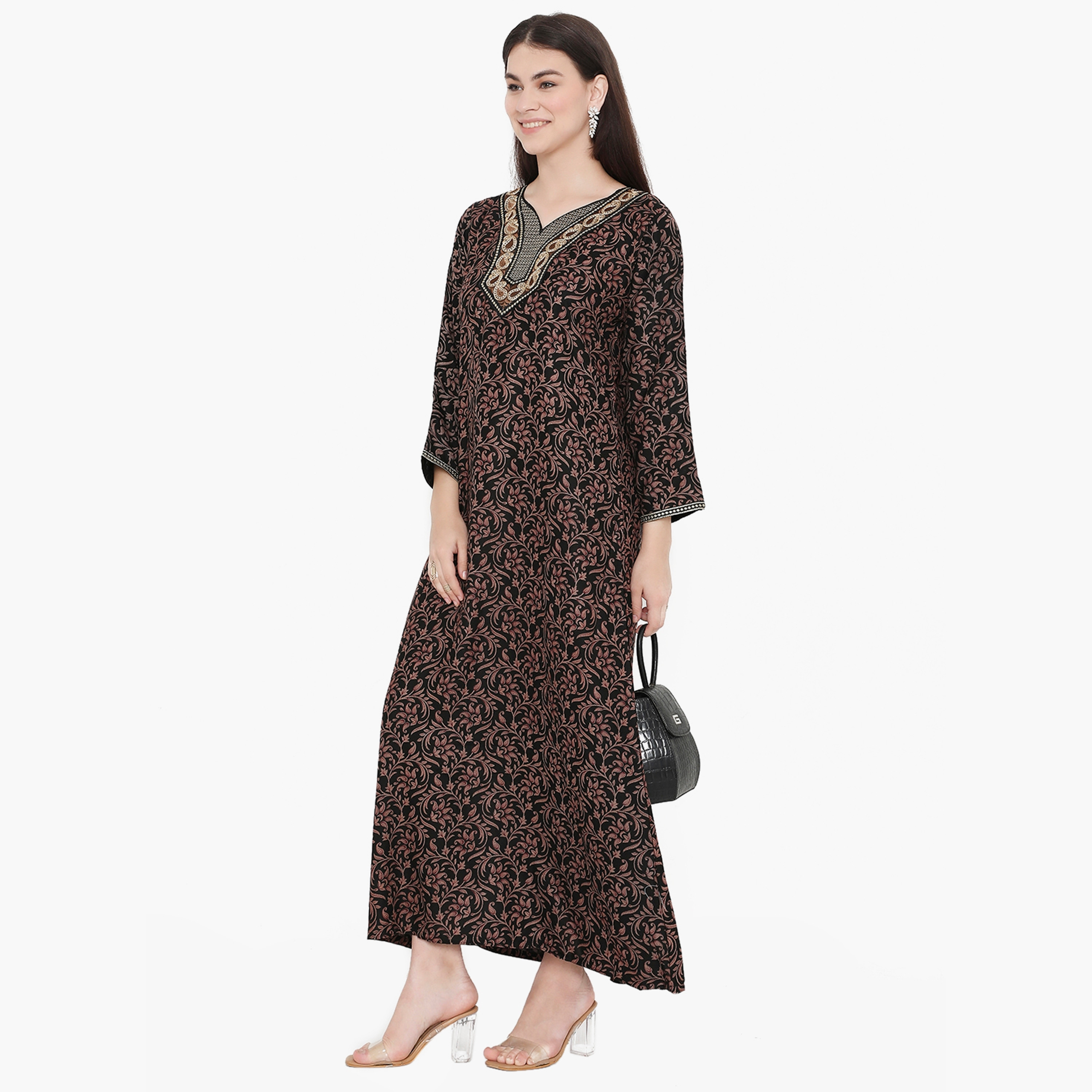 جلابية نسائية مطرزة بطبعة كاملة ومطرزة ذات يوك من هناء وسارة-women-arabicclothing-jalabiyas-image-3