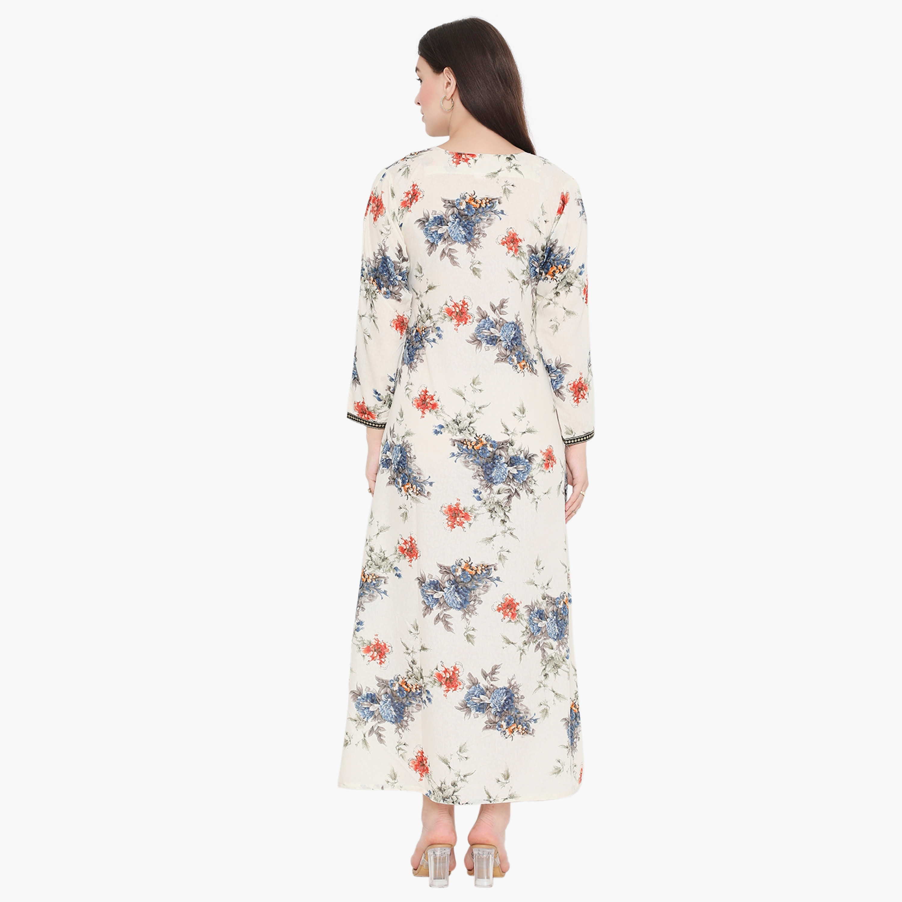 Hana & Sara Floral and Embroidered Yoke Women's Jalabiya-women-arabicclothing-jalabiyas-image-15