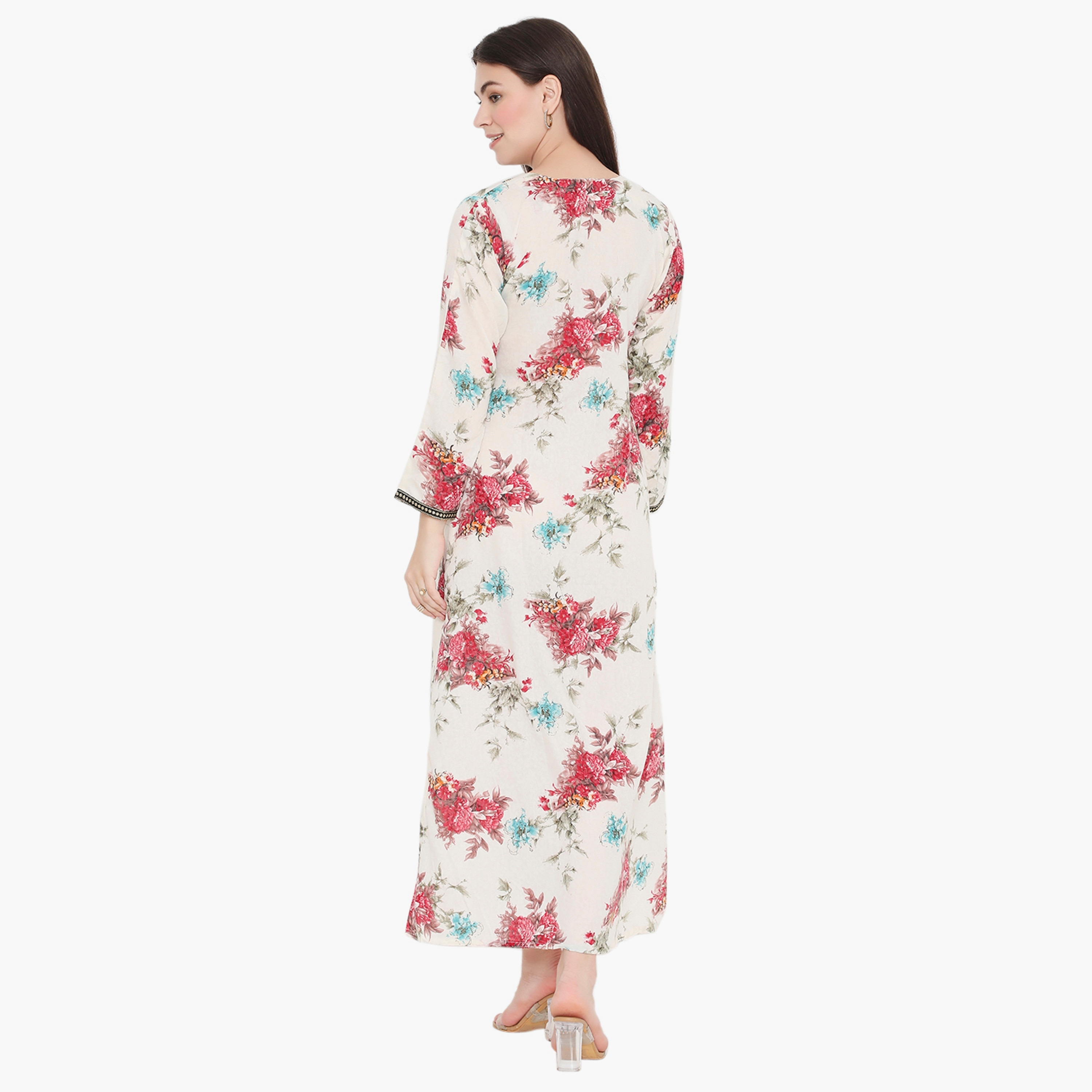 Hana & Sara Floral and Embroidered Yoke Women's Jalabiya-women-arabicclothing-jalabiyas-image-10