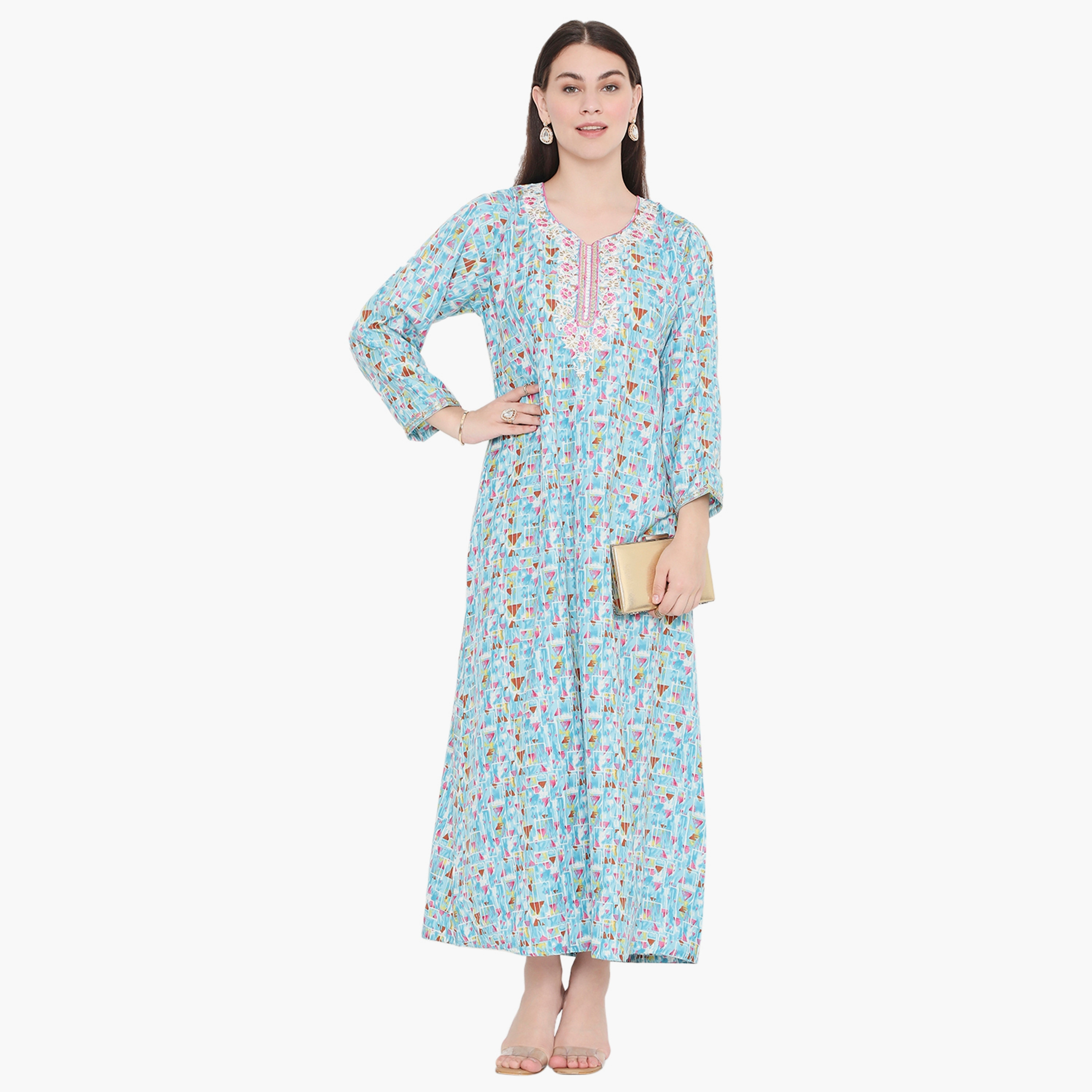 جلابية نسائية مطرزة بطبعة كاملة ومطرزة ذات يوك من هناء وسارة-women-arabicclothing-jalabiyas-image-11