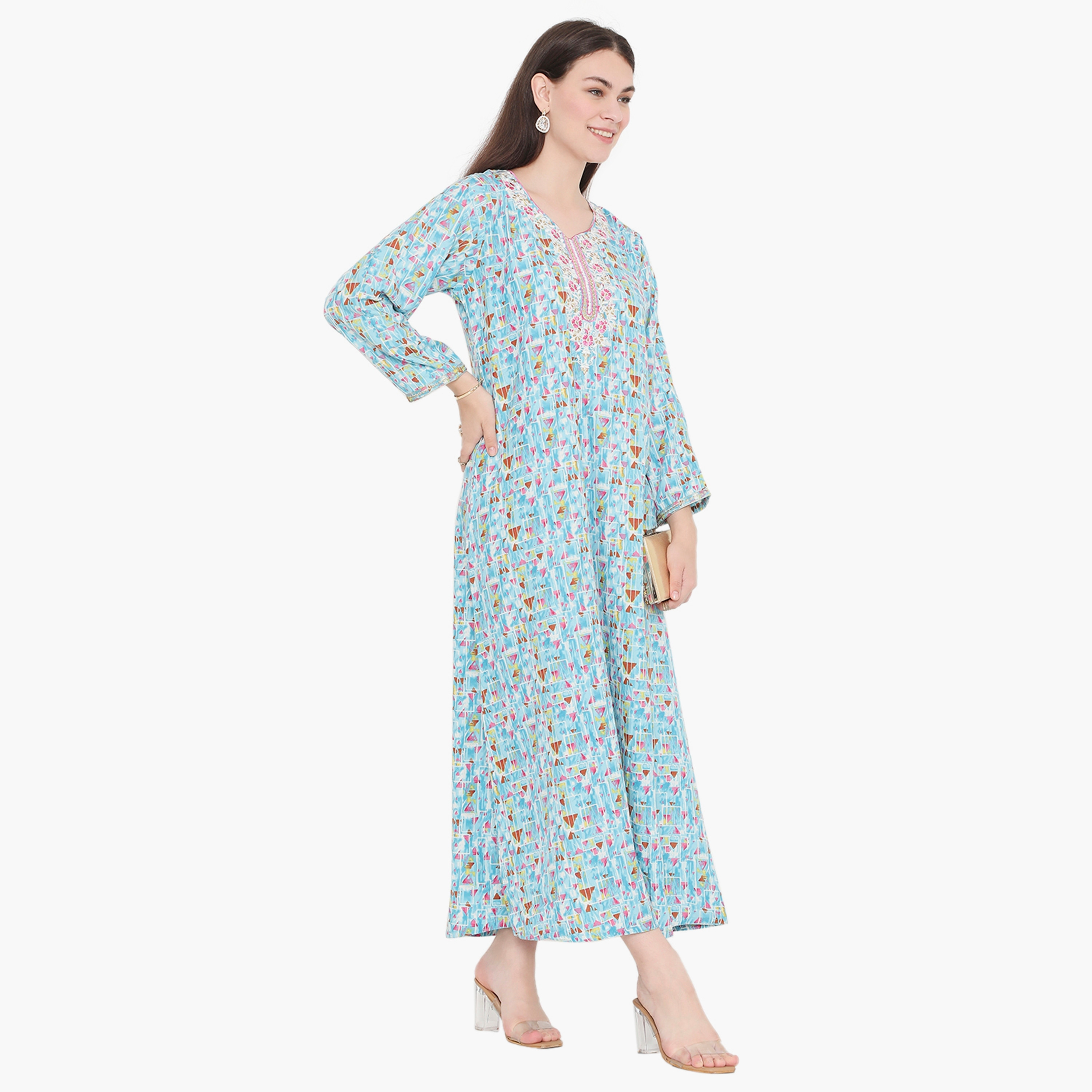 جلابية نسائية مطرزة بطبعة كاملة ومطرزة ذات يوك من هناء وسارة-women-arabicclothing-jalabiyas-image-14
