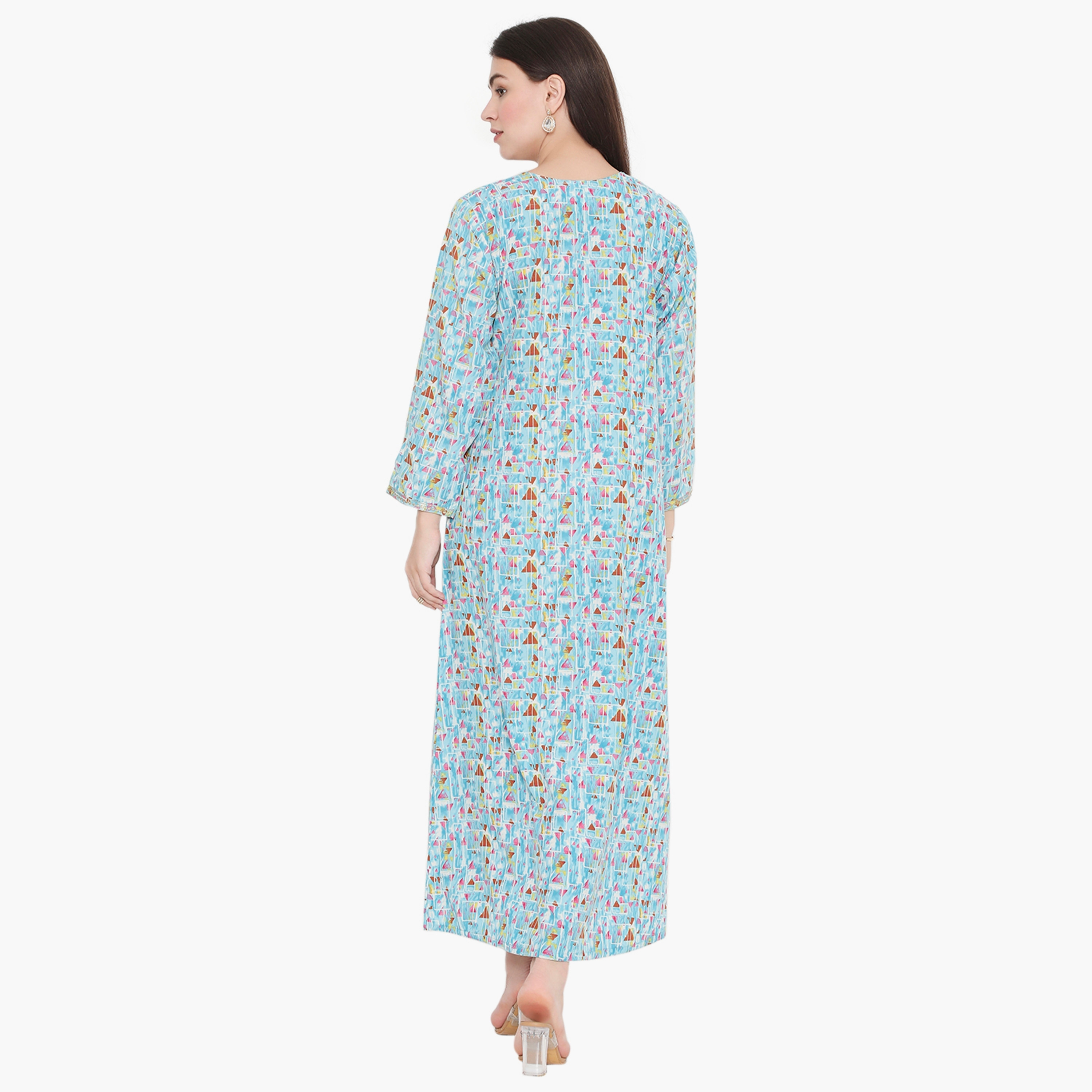 جلابية نسائية مطرزة بطبعة كاملة ومطرزة ذات يوك من هناء وسارة-women-arabicclothing-jalabiyas-image-15