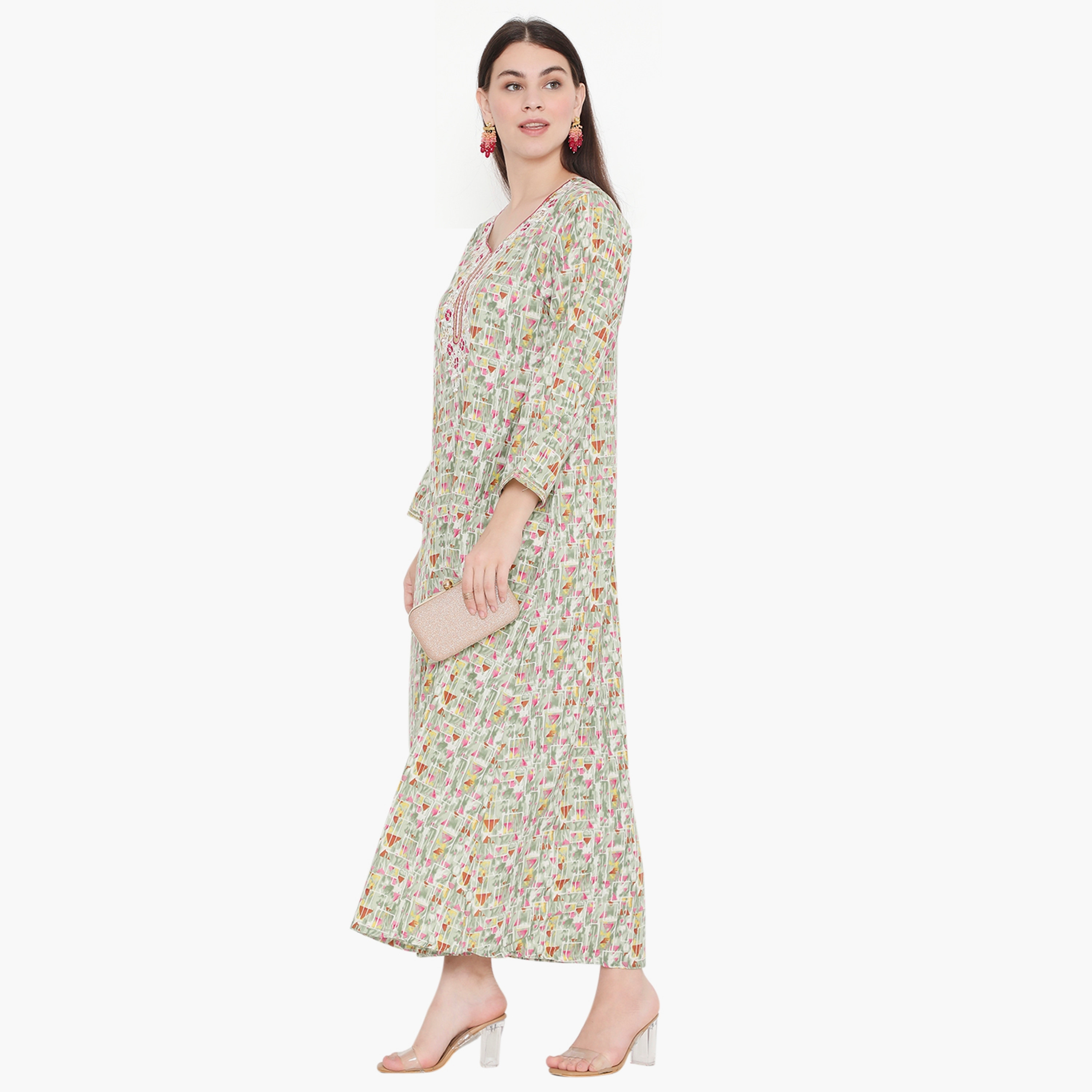 جلابية نسائية مطرزة بطبعة كاملة ومطرزة ذات يوك من هناء وسارة-women-arabicclothing-jalabiyas-image-3