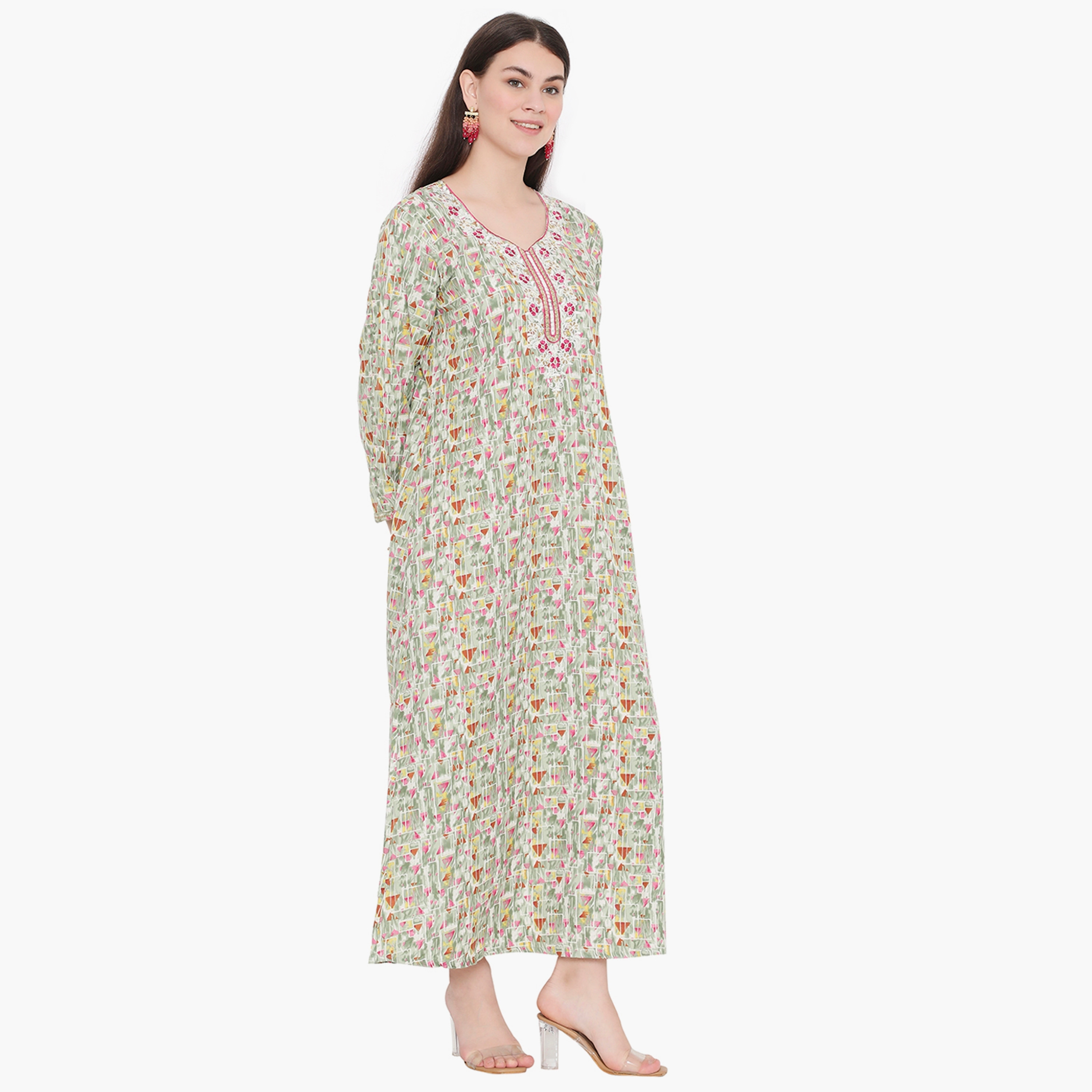 جلابية نسائية مطرزة بطبعة كاملة ومطرزة ذات يوك من هناء وسارة-women-arabicclothing-jalabiyas-image-4