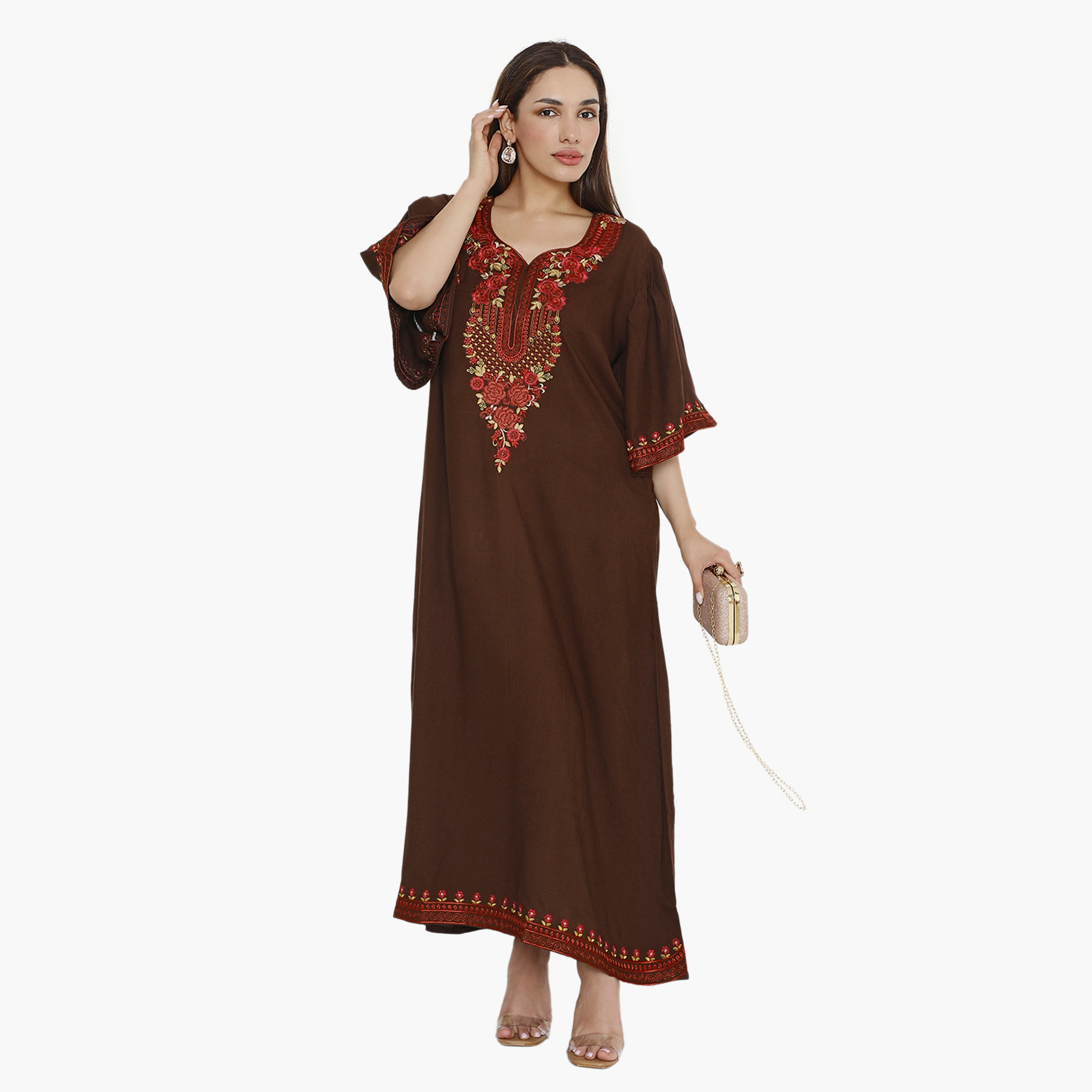 Hana & Sara Flared Sleeves Embroidered Women's Jalabiya-women-arabicclothing-jalabiyas-image-6