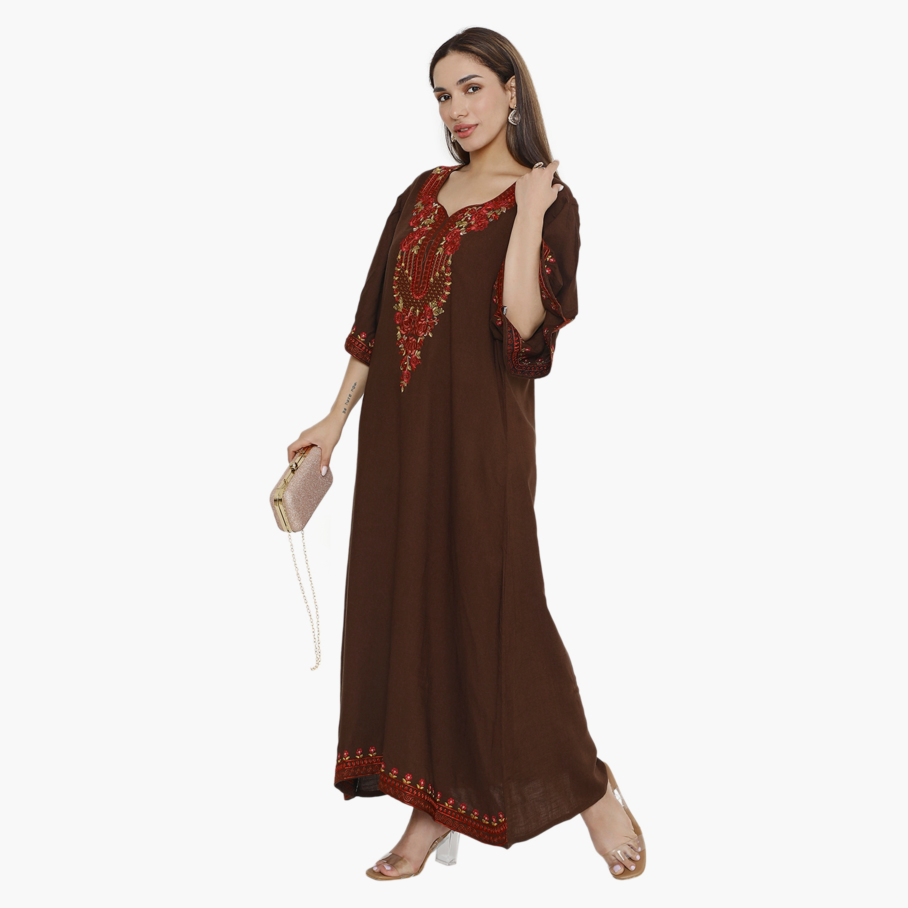 Hana & Sara Flared Sleeves Embroidered Women's Jalabiya-women-arabicclothing-jalabiyas-image-8