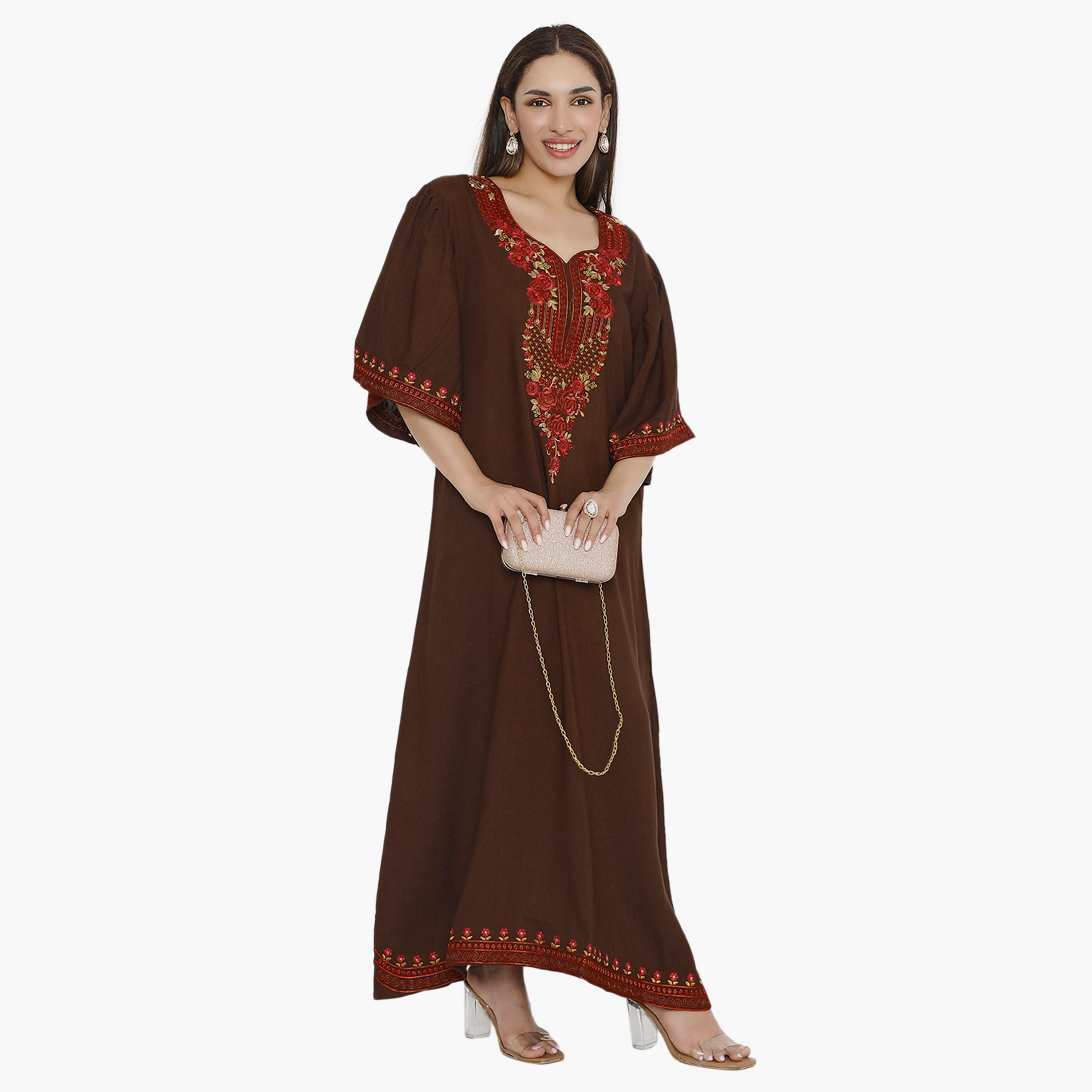 Hana & Sara Flared Sleeves Embroidered Women's Jalabiya-women-arabicclothing-jalabiyas-image-9