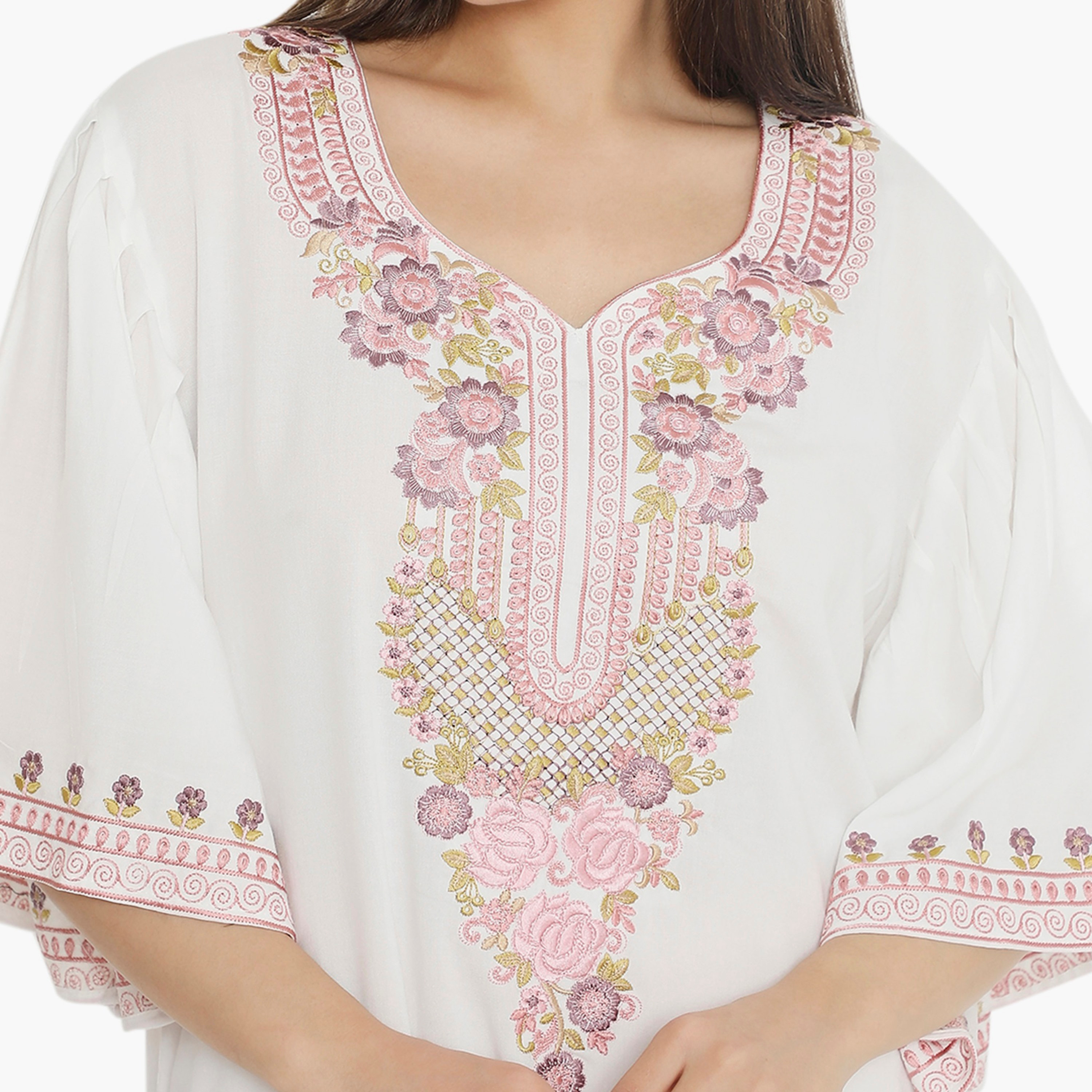 Hana & Sara Flared Sleeves Embroidered Women's Jalabiya-women-arabicclothing-jalabiyas-image-2