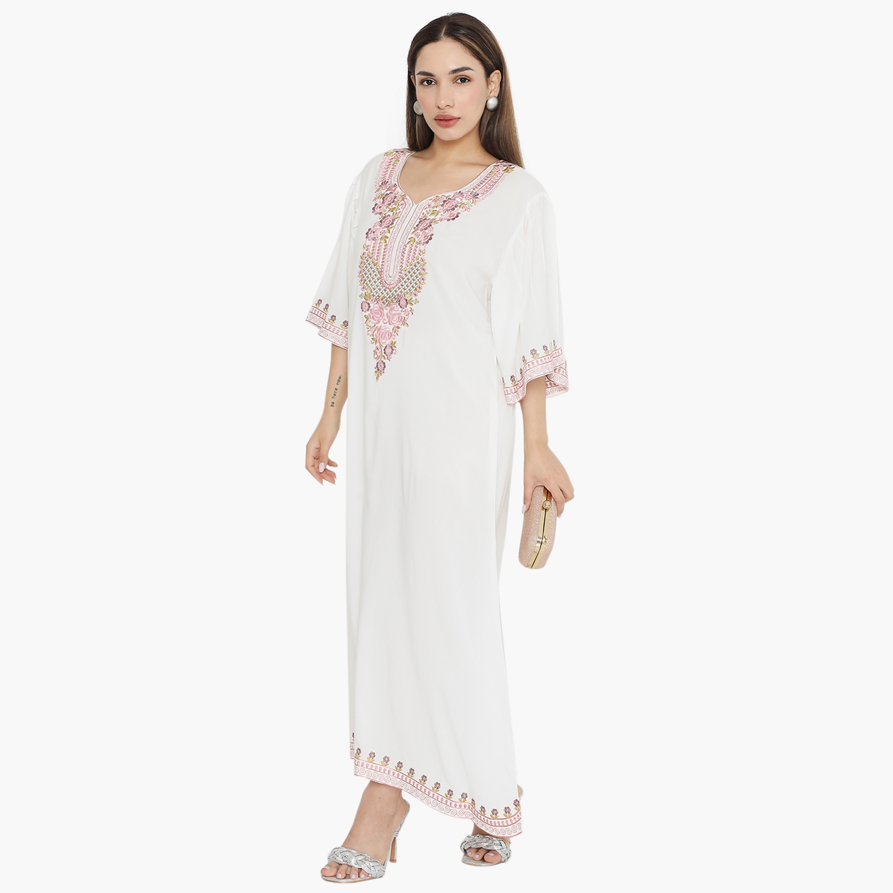 Hana & Sara Flared Sleeves Embroidered Women's Jalabiya-women-arabicclothing-jalabiyas-image-3