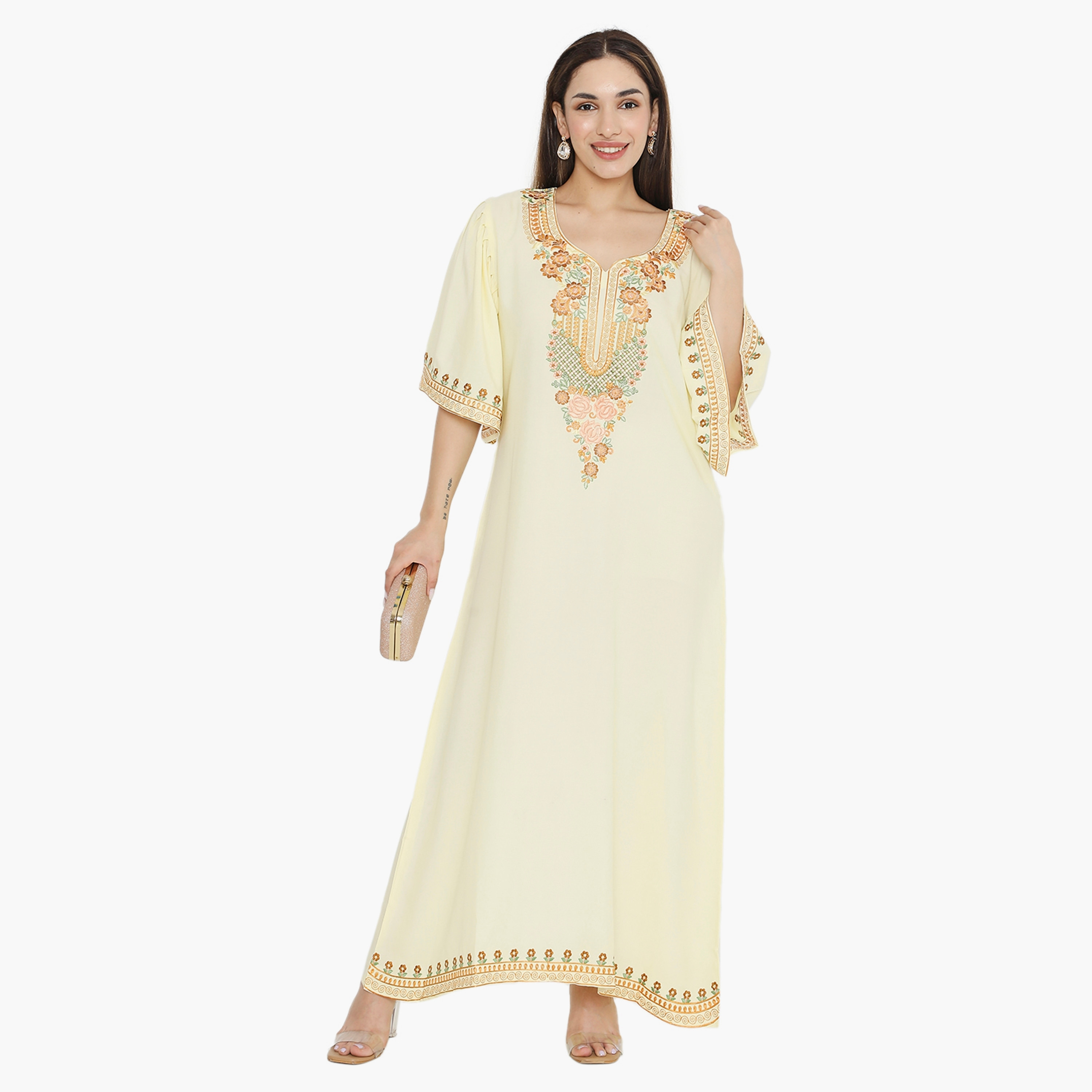 Hana & Sara Flared Sleeves Embroidered Women's Jalabiya-women-arabicclothing-jalabiyas-image-11