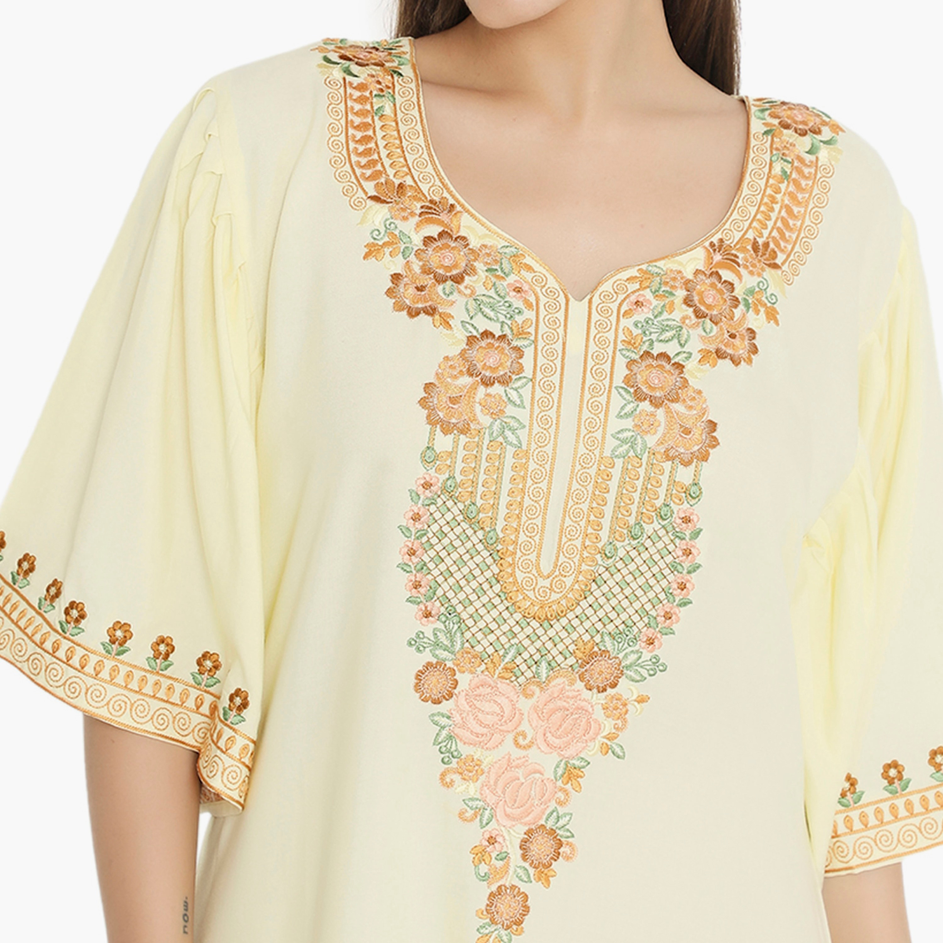 Hana & Sara Flared Sleeves Embroidered Women's Jalabiya-women-arabicclothing-jalabiyas-image-12