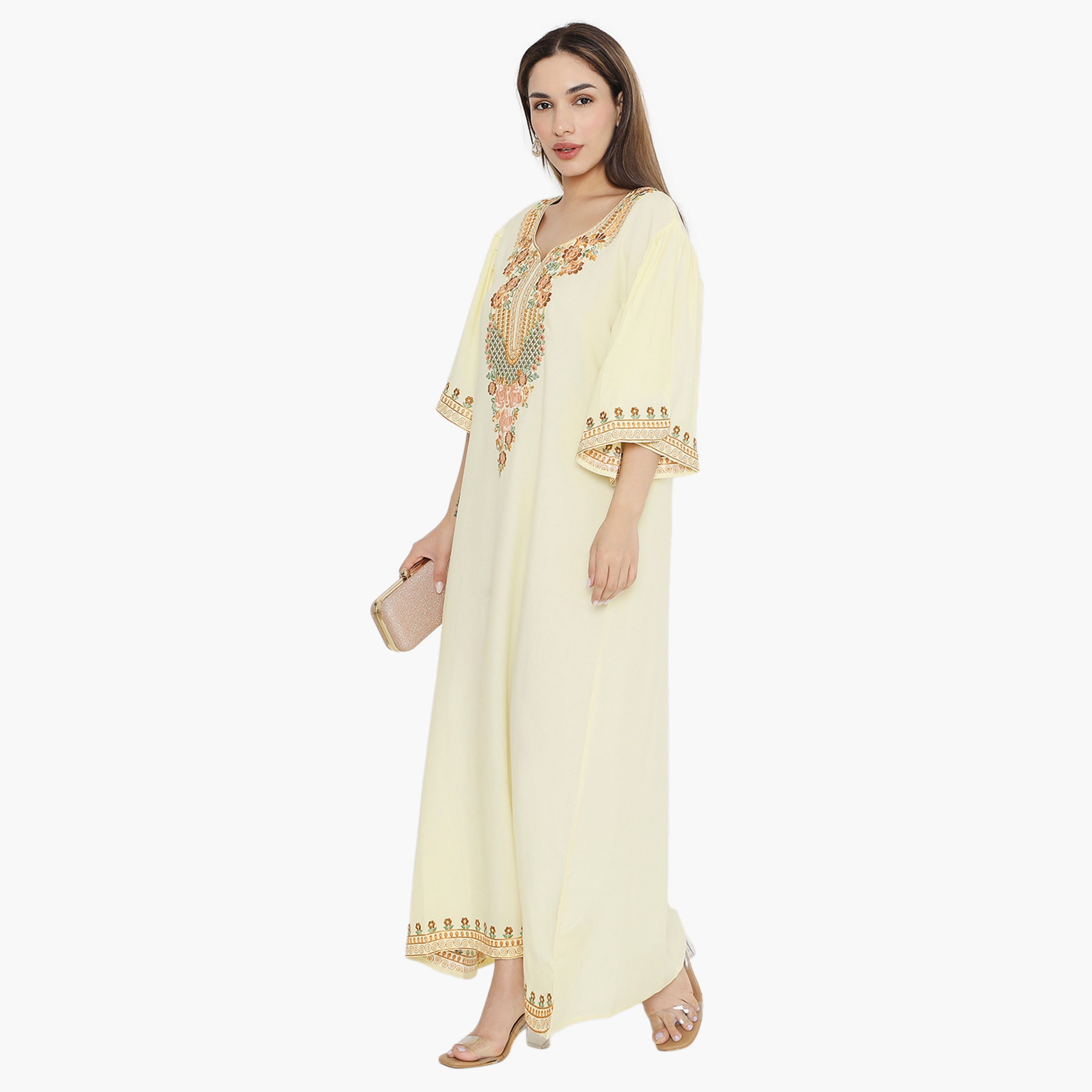 Hana & Sara Flared Sleeves Embroidered Women's Jalabiya-women-arabicclothing-jalabiyas-image-13