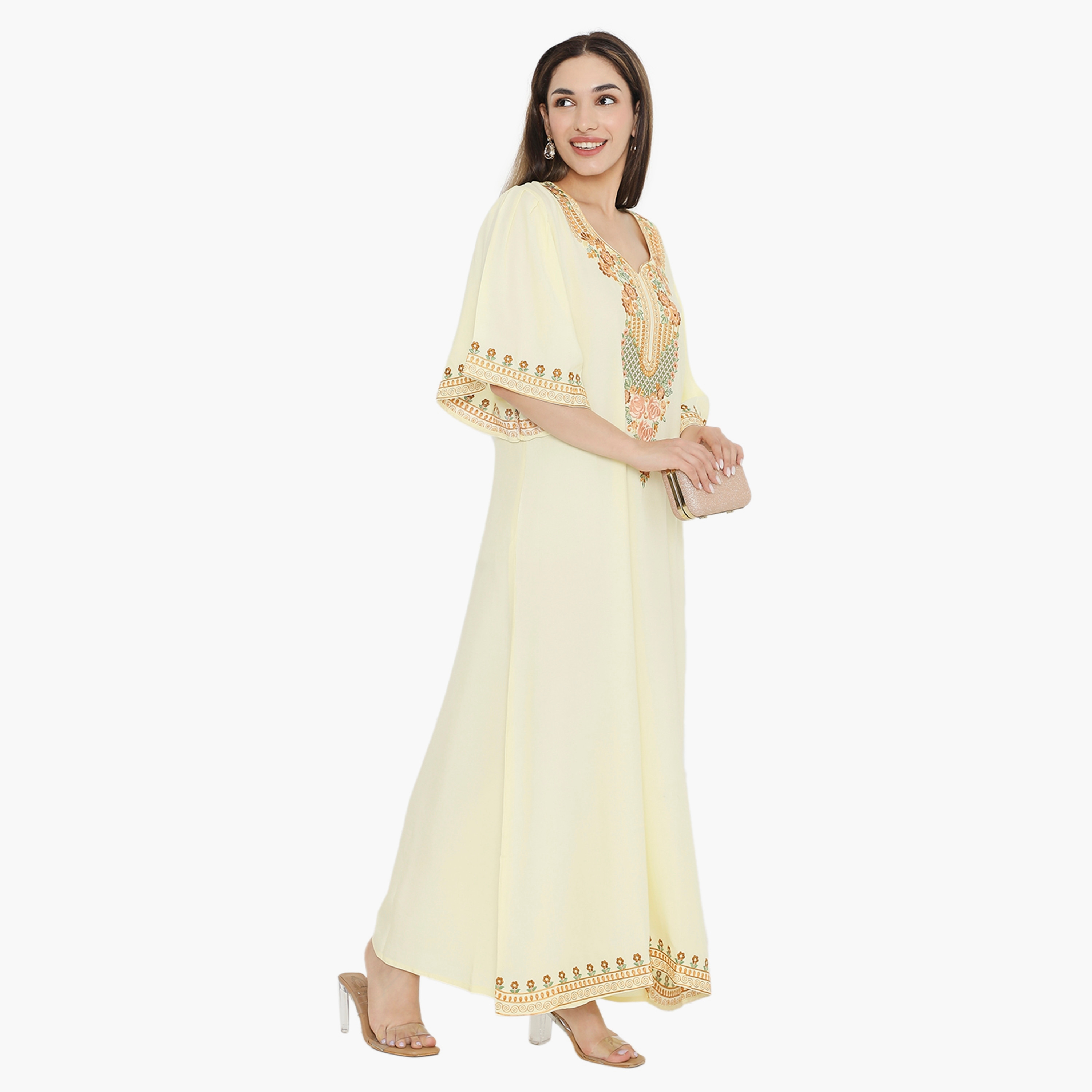 Hana & Sara Flared Sleeves Embroidered Women's Jalabiya-women-arabicclothing-jalabiyas-image-14